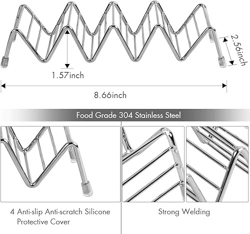 Miniatura 7 de Paquete de 2 soportes para tacos de acero inoxidable, soporte para tacos a prueba de óxido con capacidad para hasta 4-5 tacos cada soporte para