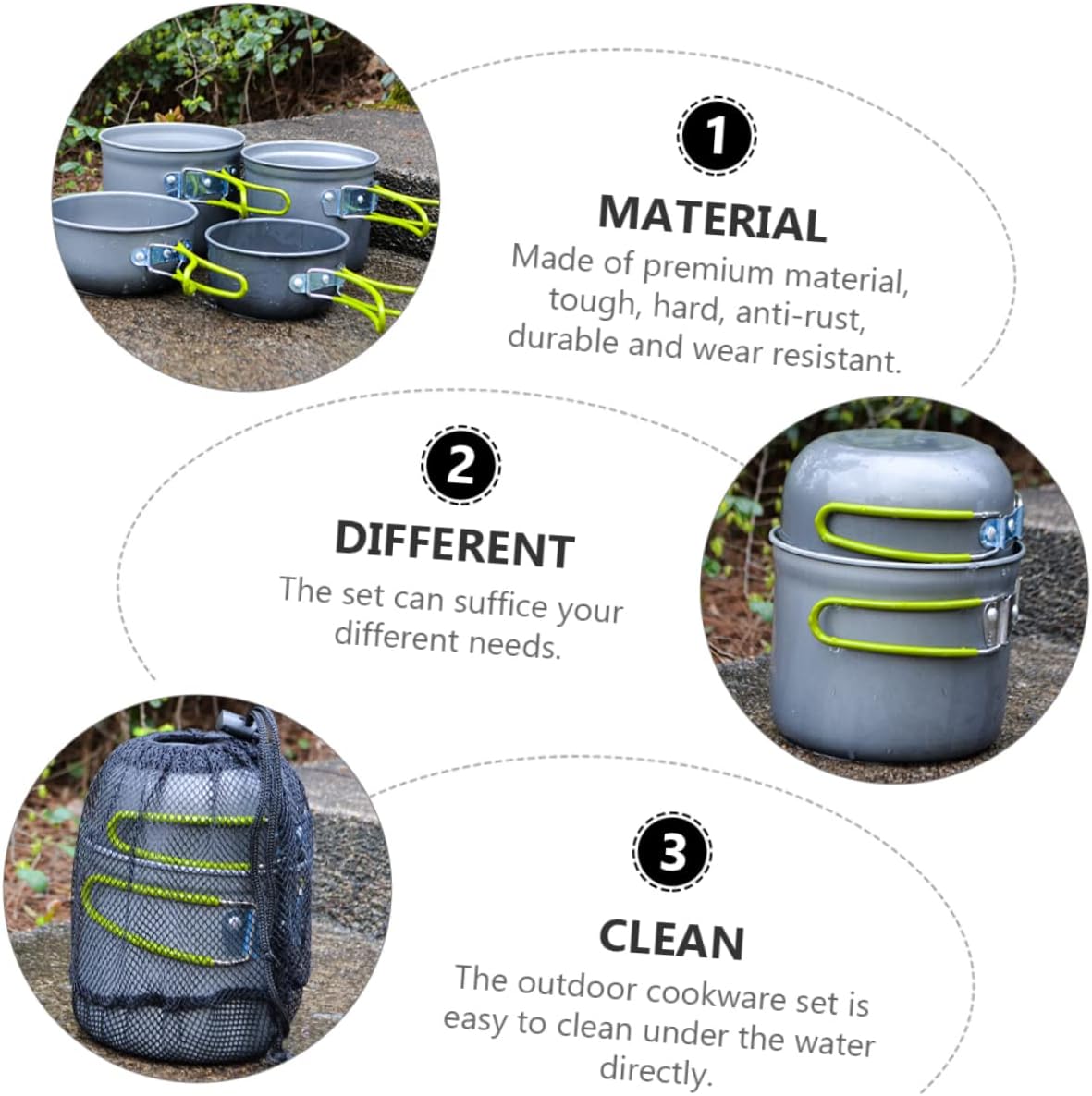 BESPORTBLE Cooking Utensils for Camping Portable Cooking Pot Camping Cookware Non-Slip Handle Easy to Clean Outdoor Kitchen