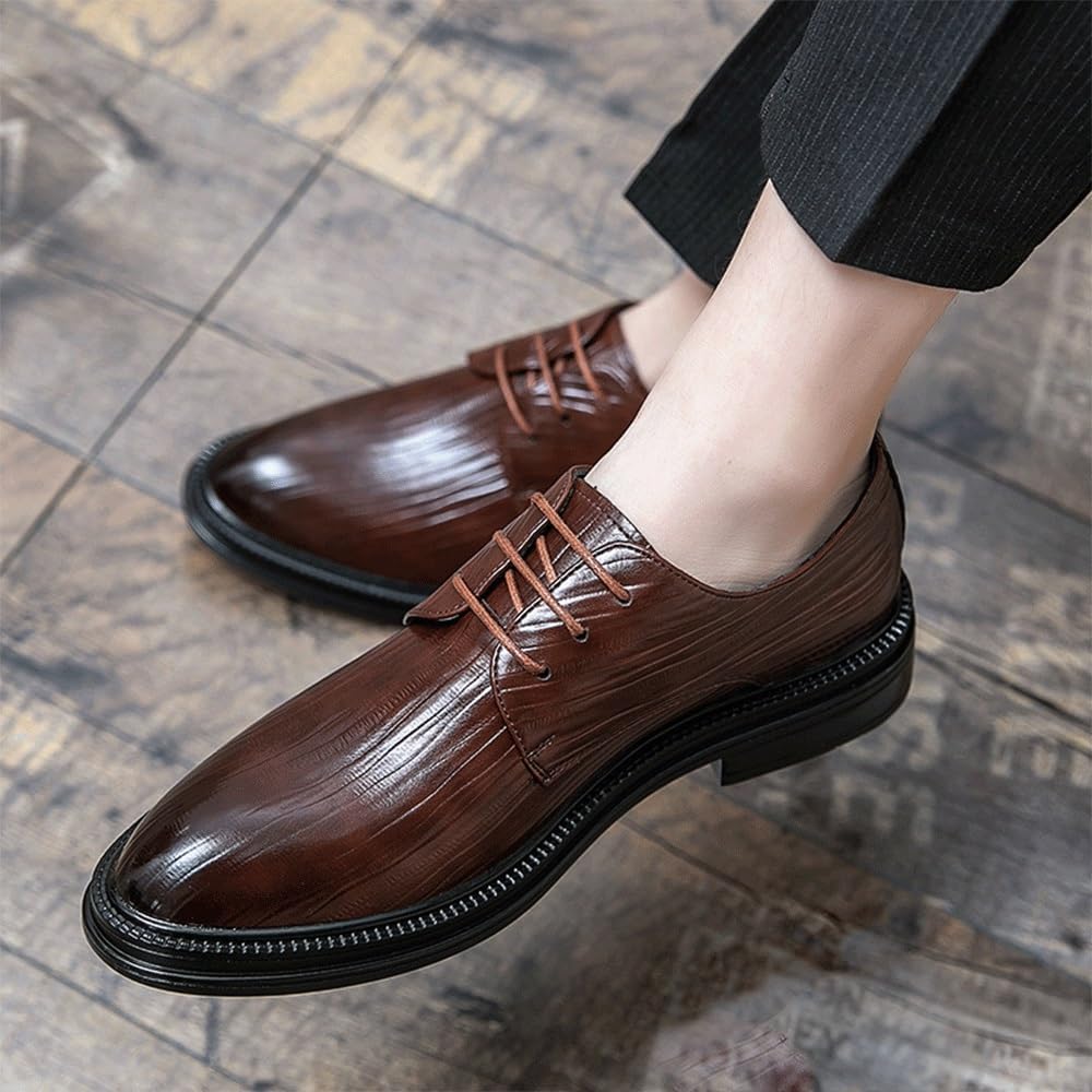 Classic Lace-up Formal Tuxedo Shoes New Men Shoes Vintage British Formal Dress Leather Shoes Black Loafers Pointed Toe Wedding Oxfords