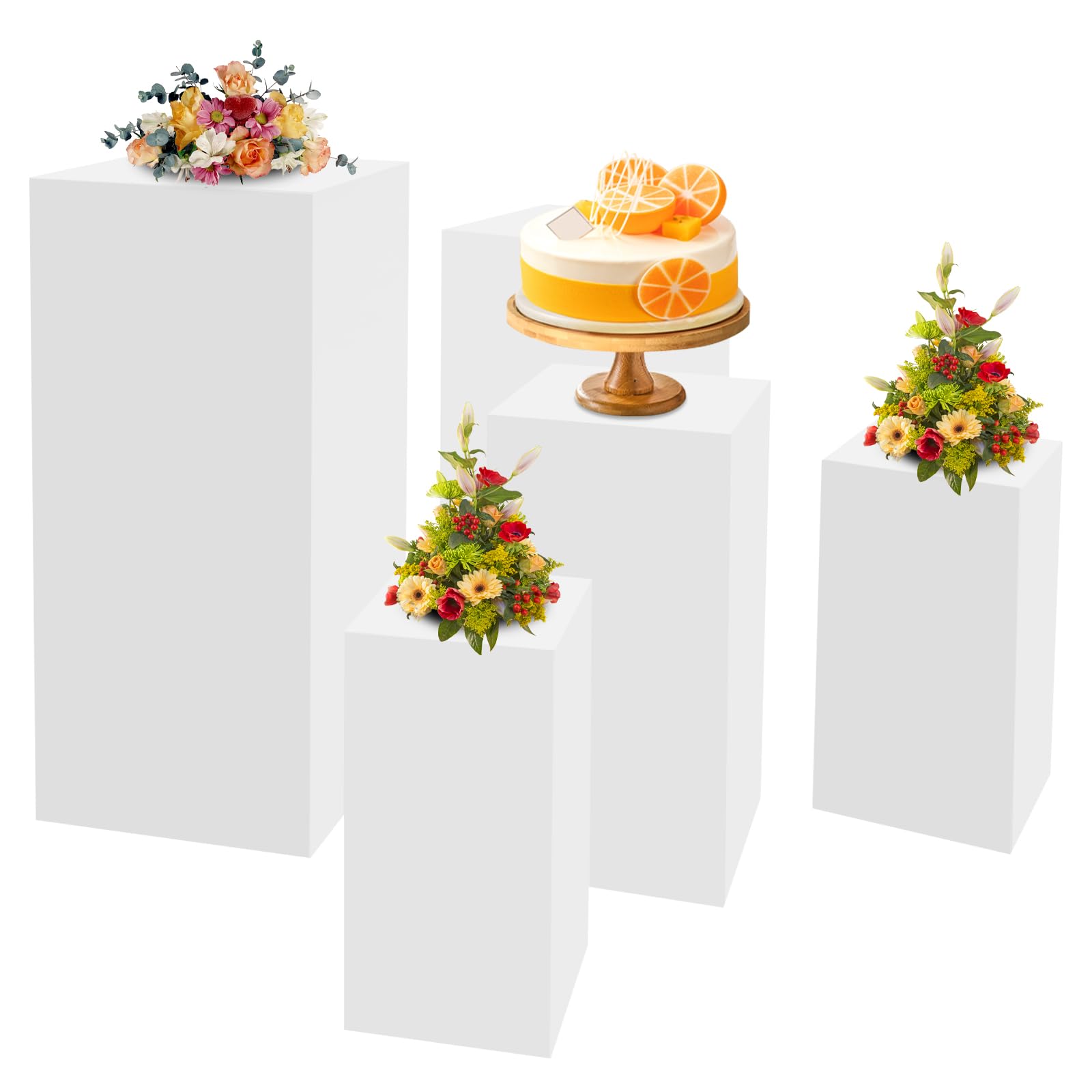 Juego de 3 pedestales metálicos, Expositor para Mesa de postres, pilares de exhibición para Bodas, Columna Decorativa para Flores, Cubo para Caja de Venta al por Menor