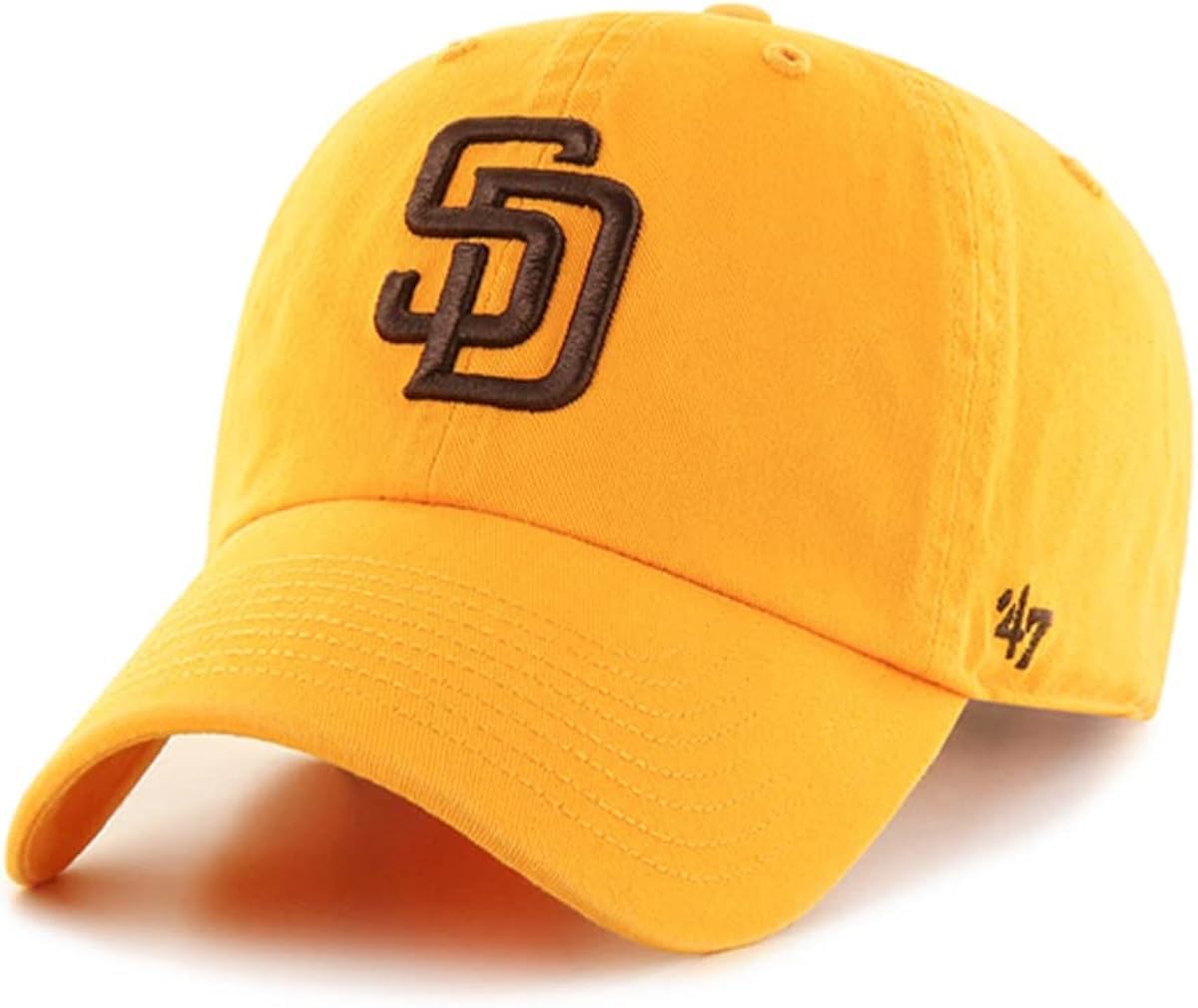 47 MLB Unisex-Adult Alternate Color Clean Up Adjustable Hat Cap - One Size, San Diego Padres - Yellow Gold, One size