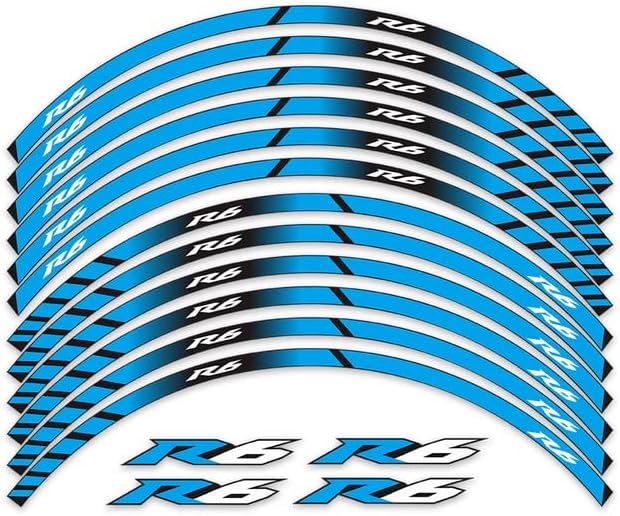 Motorcycle Rim Reflective Tape Sticker 17inch Wheel Stripes Decals Compatible with Yamaha YZF-R6 YZF R6 (B)