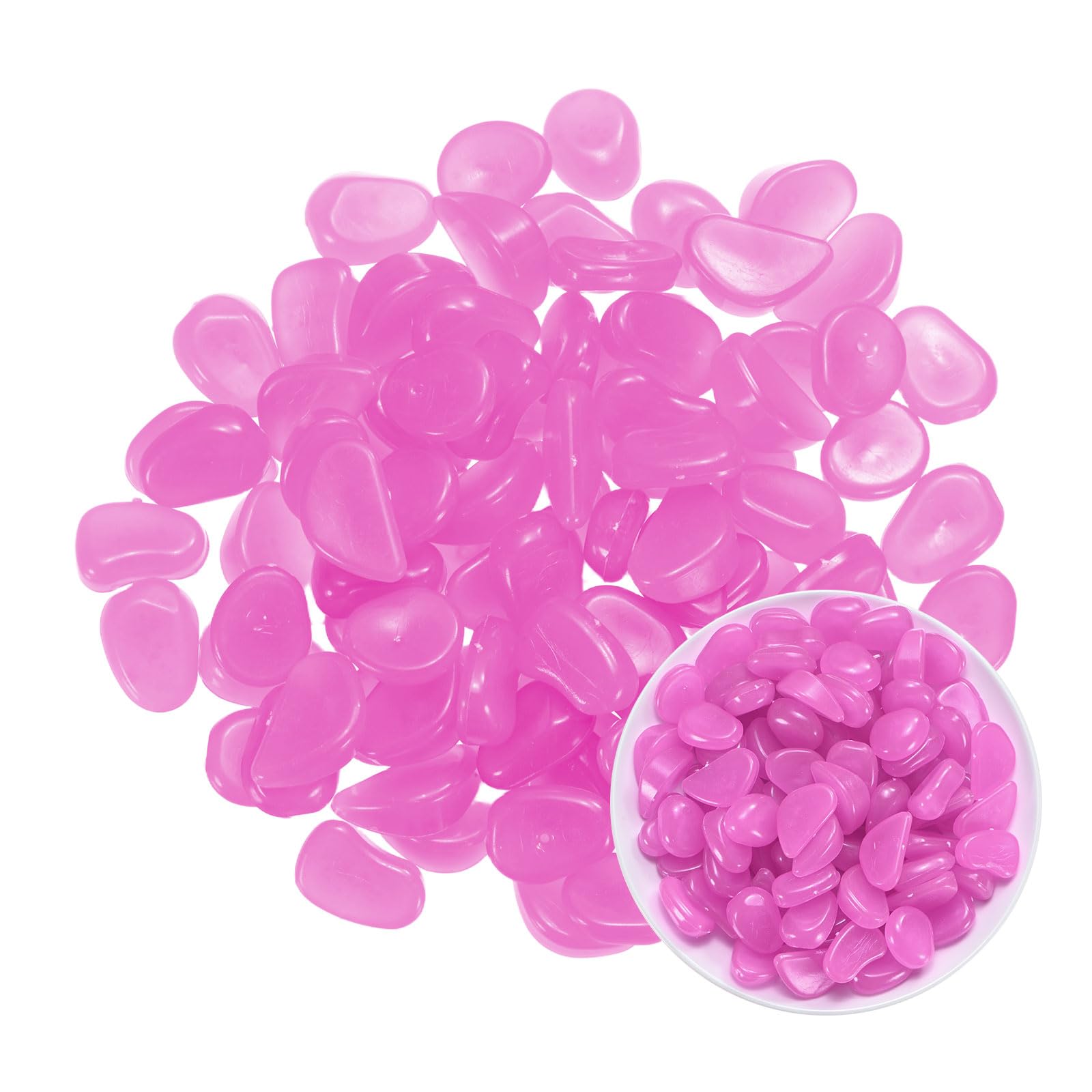 M METERXITY 100-Pack Glow in the Dark Rocks, 1.06" Resin Outdoor Garden Decorations Luminous Pebbles Stones for Garden Plants/Aquarium/Backyard Path, Aquarium Gravel [Purple]