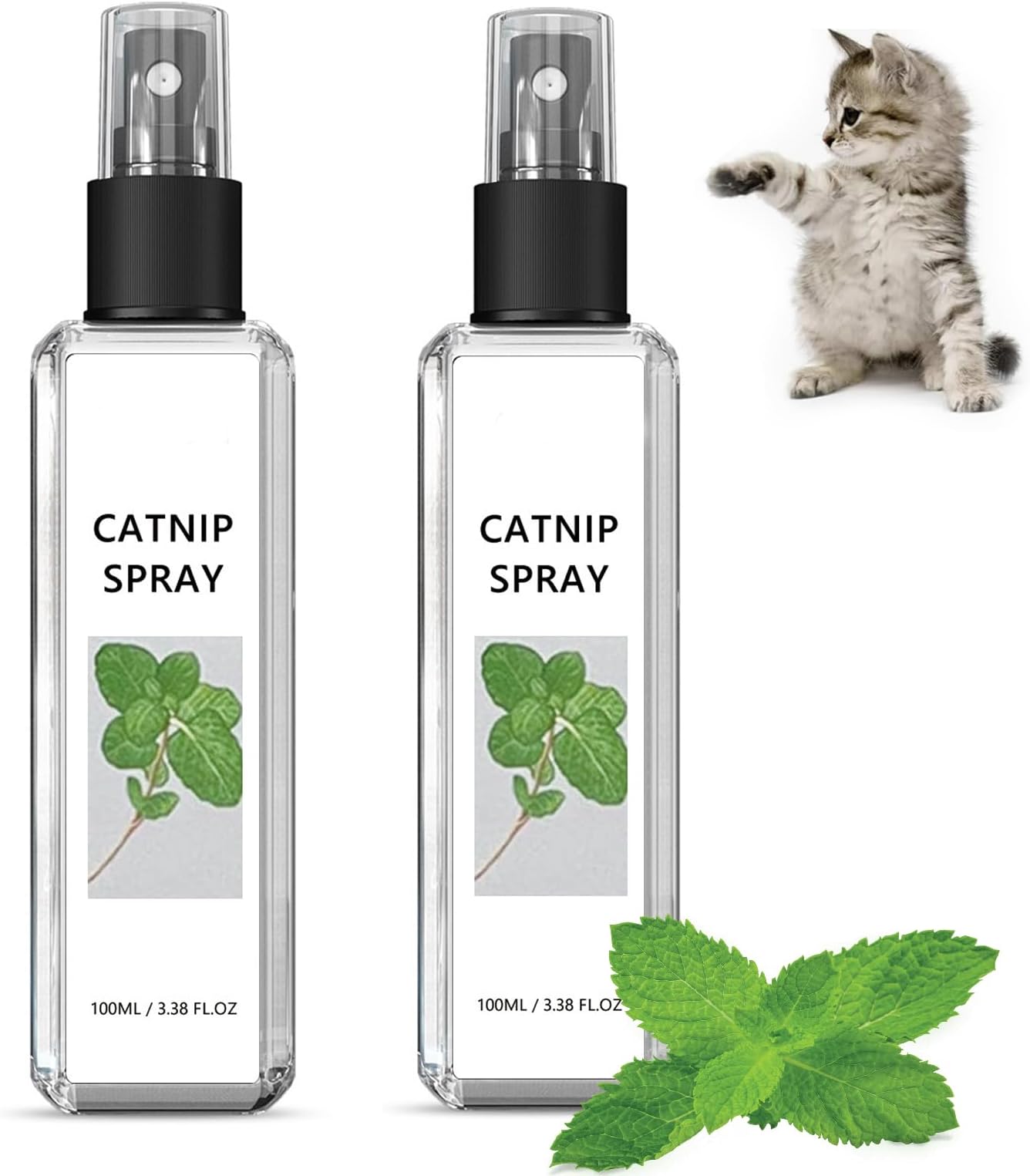 Fanxbox 2PCS Catnip Spray, Catnip Mist Spray, Joycat Spray, Herbal Cat Joy Spray, Catnip Spray for Indoor Cats, clear