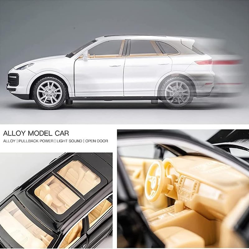 Image of Kids Model 1:32 Caynen Die Cast Metal Car Pull Back Action Opening Doors with Realistic Engine Sound Lights Toy Car Gift for Boys - Multi