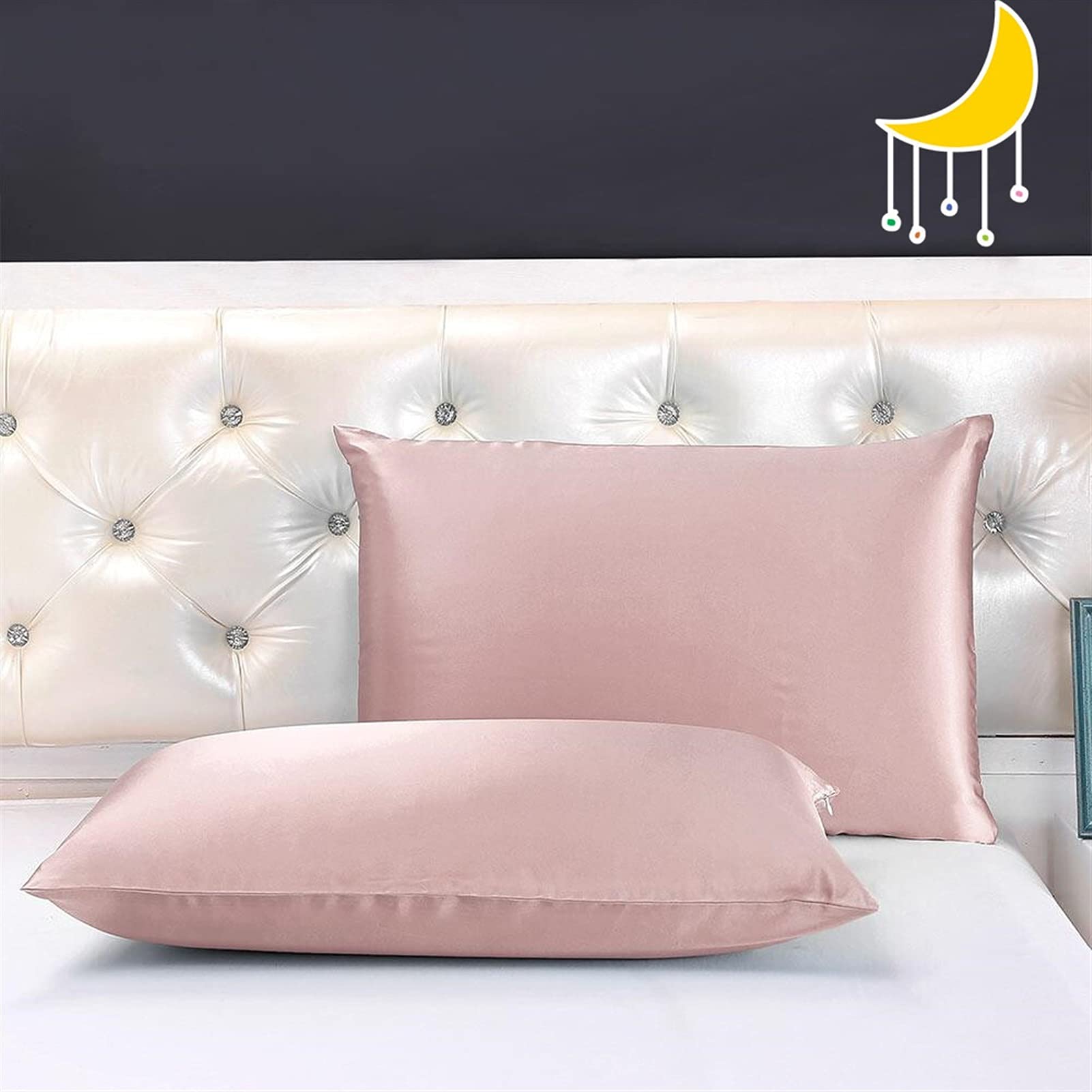 Fundas de Almohada Funda de Almohada de Seda Pura Natural para el Cabello con Cremallera 50x60cm Caja de Almohada de Textiles para el hogar (Color : White, Size : 50x60cm)