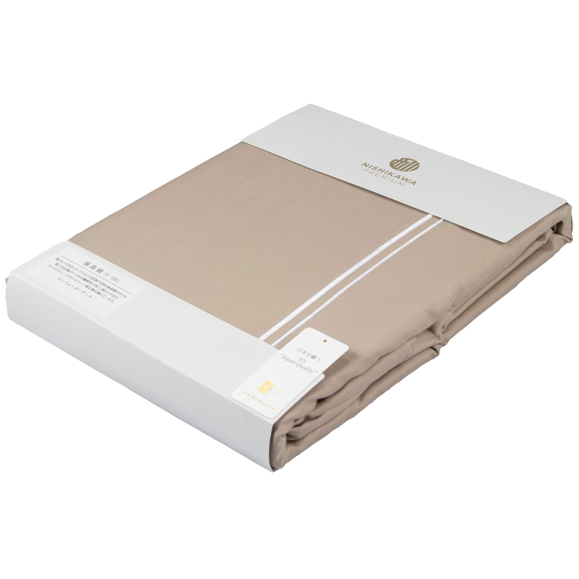 西川プレミアム　海島綿　V-135 布団カバー　シングル　ベージュ系 Amazon｜nishikawa 【 西川 】 掛け布団カバー ダブル 綿100% 希少な