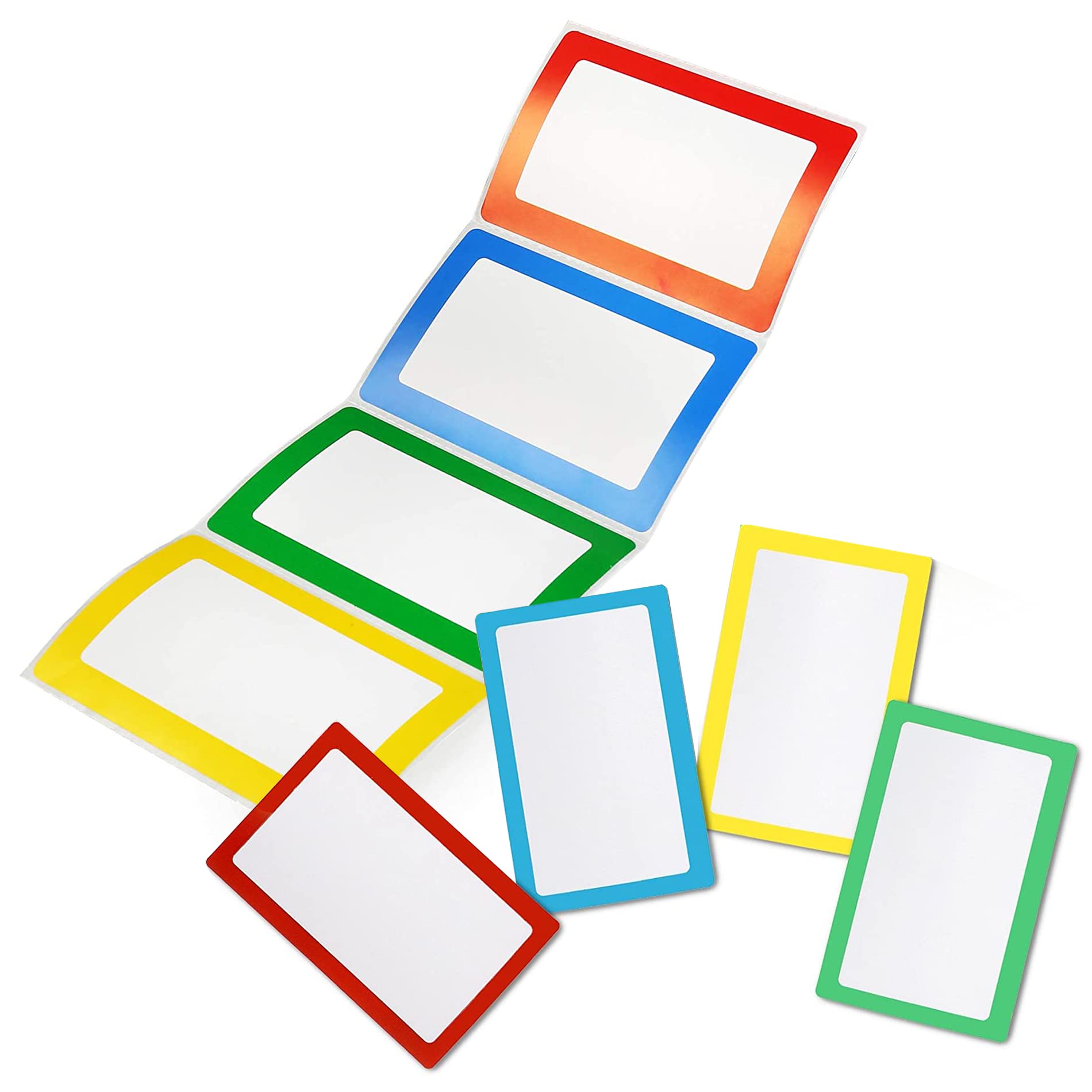 KEWAYO 200 Pieces Colorful Label Stickers, 3.5 x 2.25 Inch 4 Color Adhesive Name Tag Stickers, Daycare Bottle Label All-purpose Stickers for Home,School, Office, Kitchen, Storage Container