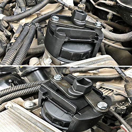 Supertool - Llave de filtro de aceite (80 – 105 mm, ajustable, llave de filtro de aceite de dos garras y llave extractora, herramienta de extracción de enchufe de