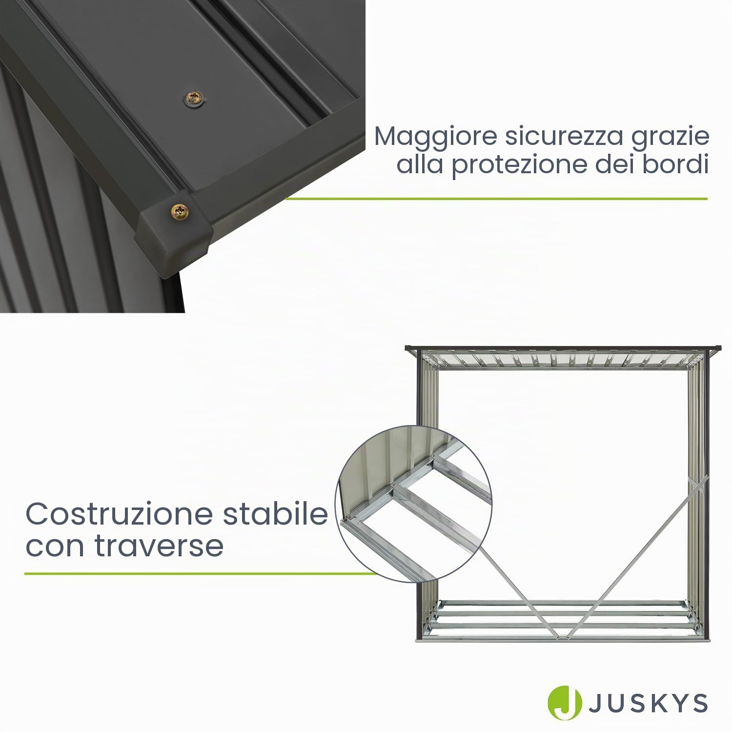 Juskys Porta legna da ardere in acciaio color antracite - Scaffale per legna da ardere da esterno