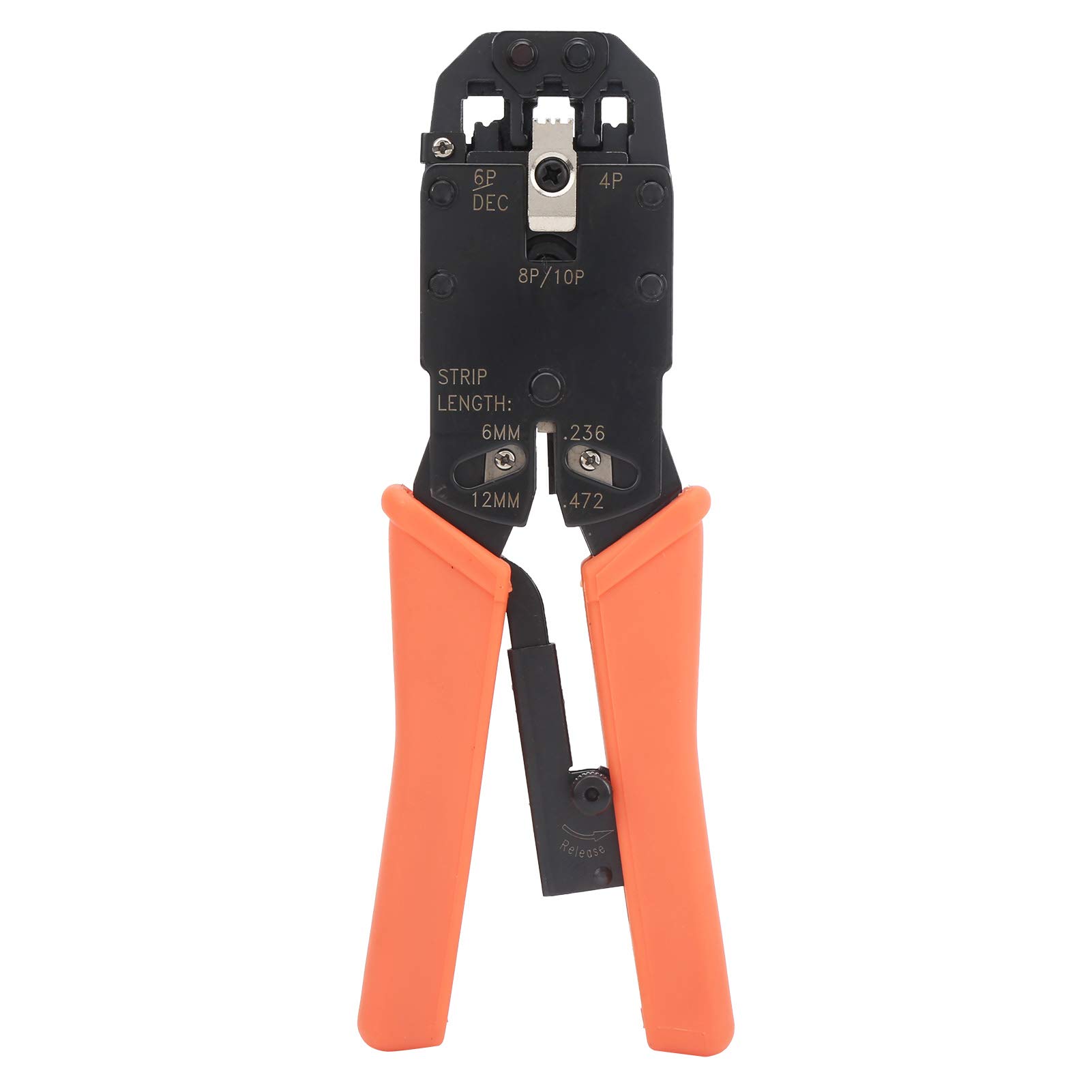 Pinza per crimpare in acciaio ad alto tenore di carbonio, strumento manuale per la crimpatura dei cavi, con design ergonomico a cricchetto e porte 8P/6P/4P per connettori di