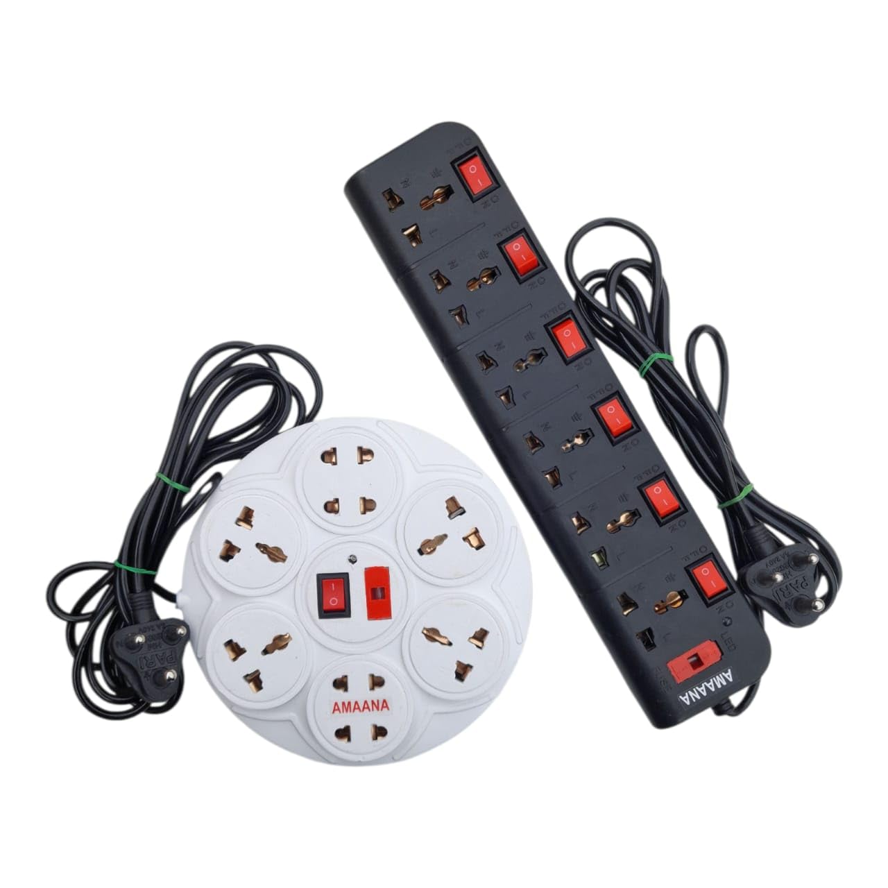 AMAANA 8 & 6 Socket Universal, Travel, Wallmount Power Strip | LED Indicator & Switch | 2.5 Meter Wire | Adaptable for Home, Shop and Office Use | White & Black (Combo Pack)-picture-17