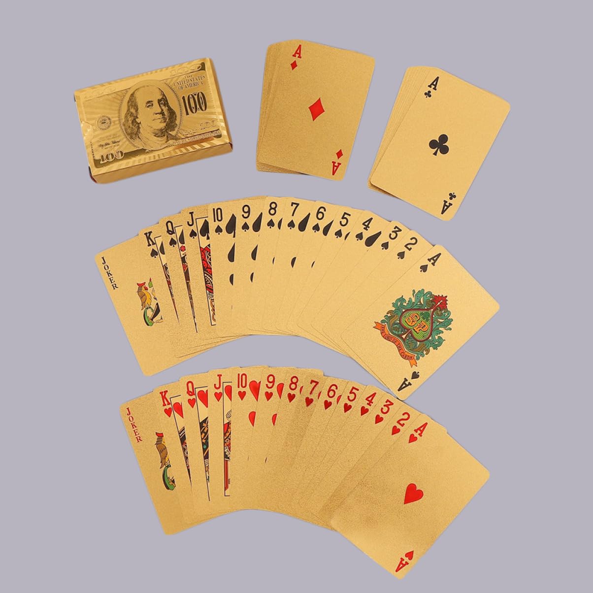BESTonZON 3 Set Di Carte Da Gioco Impermeabili Carte Da Gioco D'Oro Carte Da Gioco Lucide Poker Gioco Di Intrattenimento Carte Trucco Gioco Di Partito Tally Carte Da Gioco Mazzo
