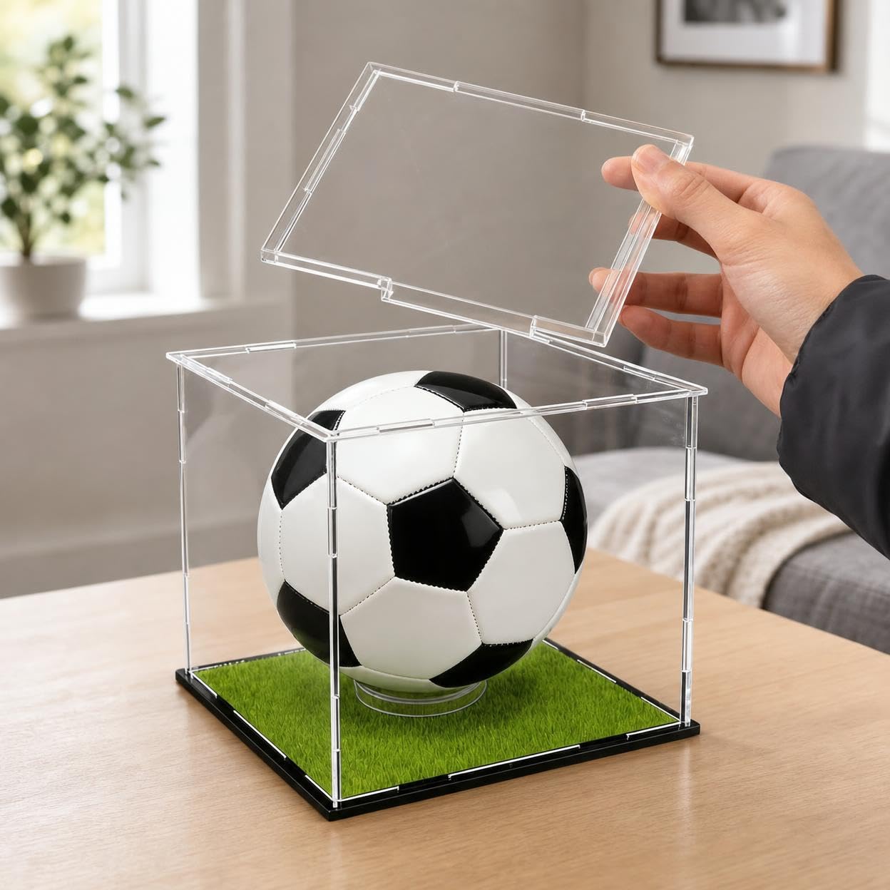 Contenitore Portaoggetti in Acrilico Scatola Teche Supporto Base Inserti Vetrina con Sintetica Funzione Organizza E Espone Palle Materiale Acrilico Adatto per Hobby , 21*21*21cm