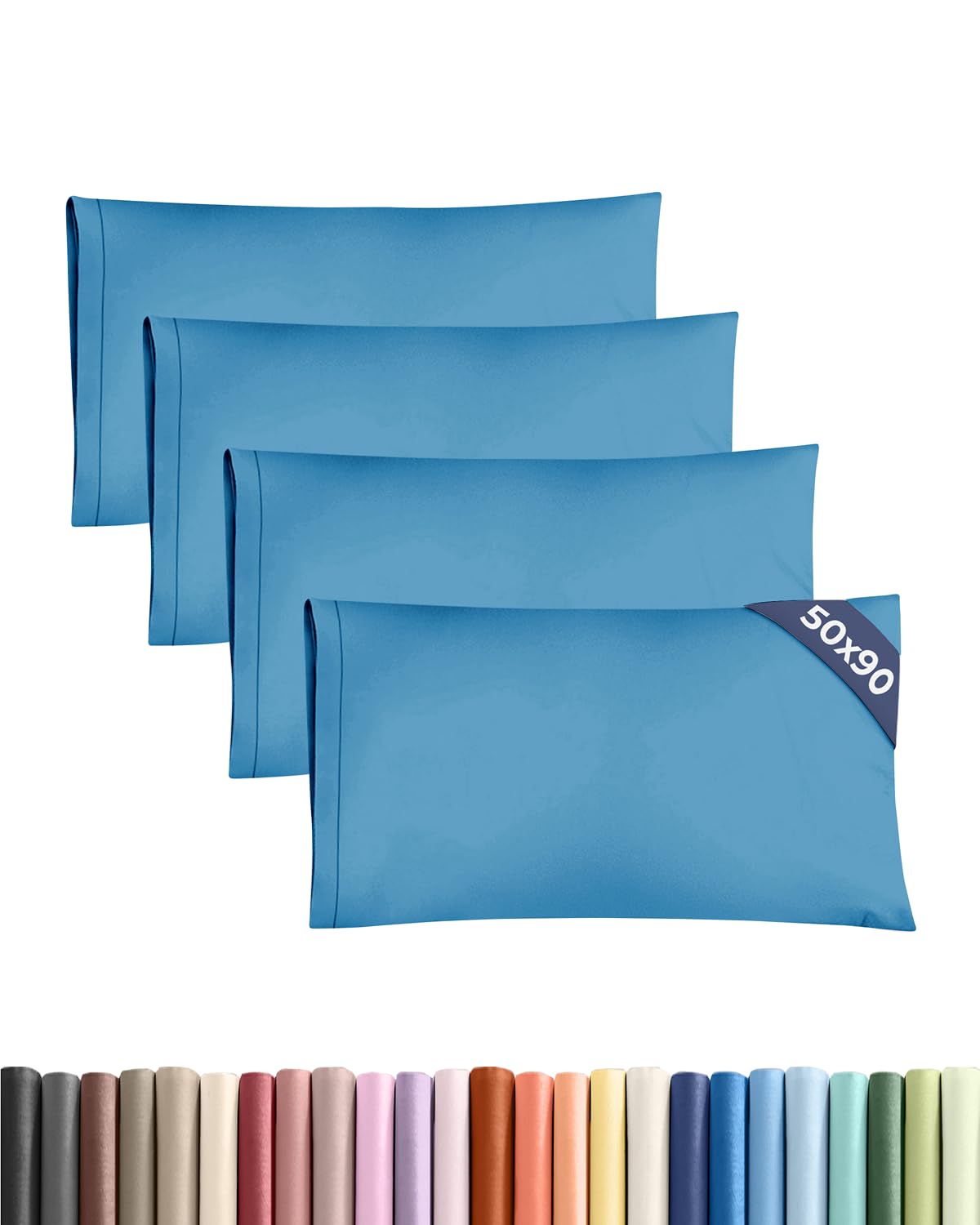 CGK 4 Pack King Size Denim Blue Pillow Cases 50x90 cm with Envelope Closure - Brushed Microfiber - Soft, Wrinkle & Fade Resistant - Breathable, Hypoallergenic & OEKO-TEX Standard 100 Certified — image 1