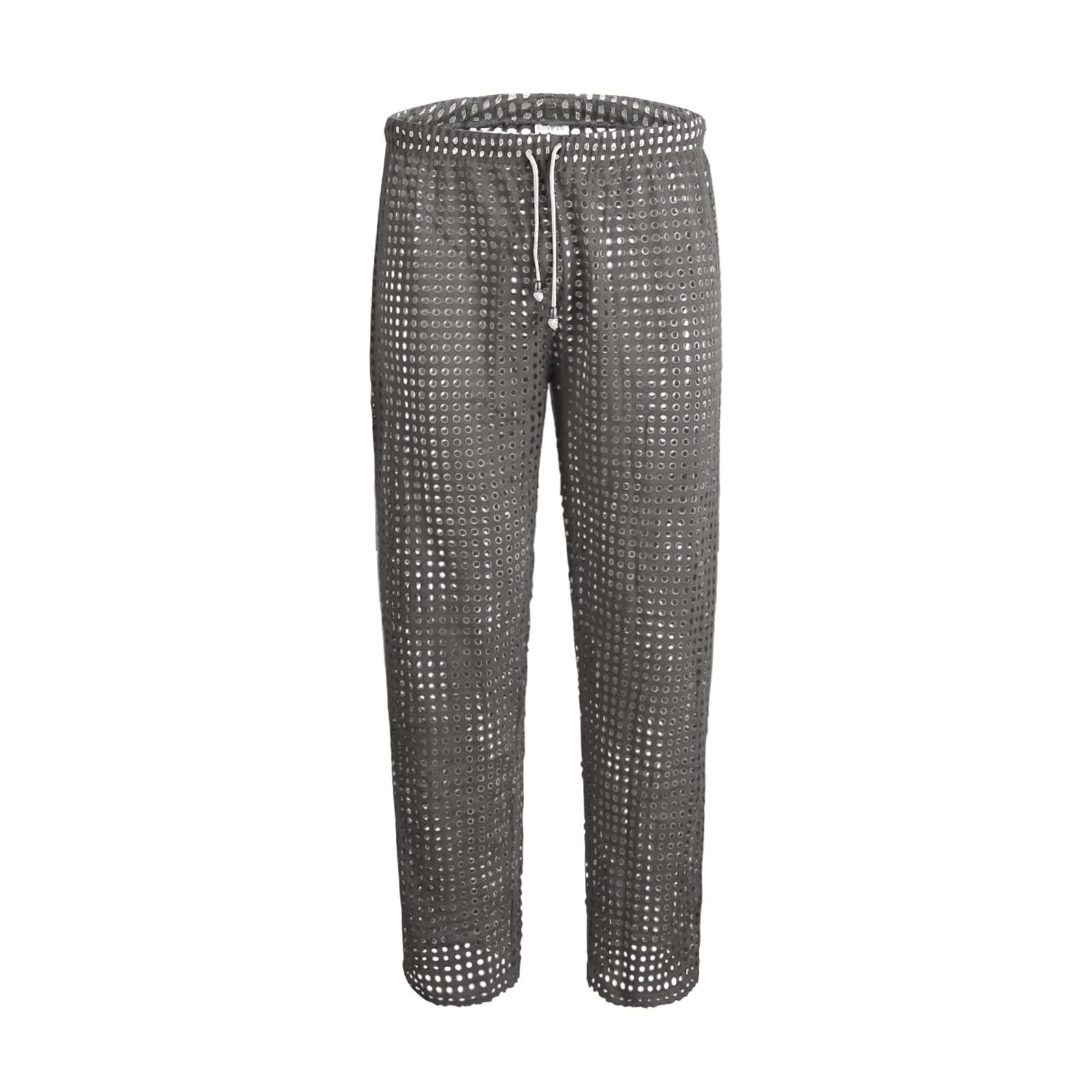 Fishnet Pantalon sexy en résille pour homme - En maille transparente - Extensible - Coupe droite - Transparent - Respirant - Lingerie érotique - Pour fête, club, jeu de rôle