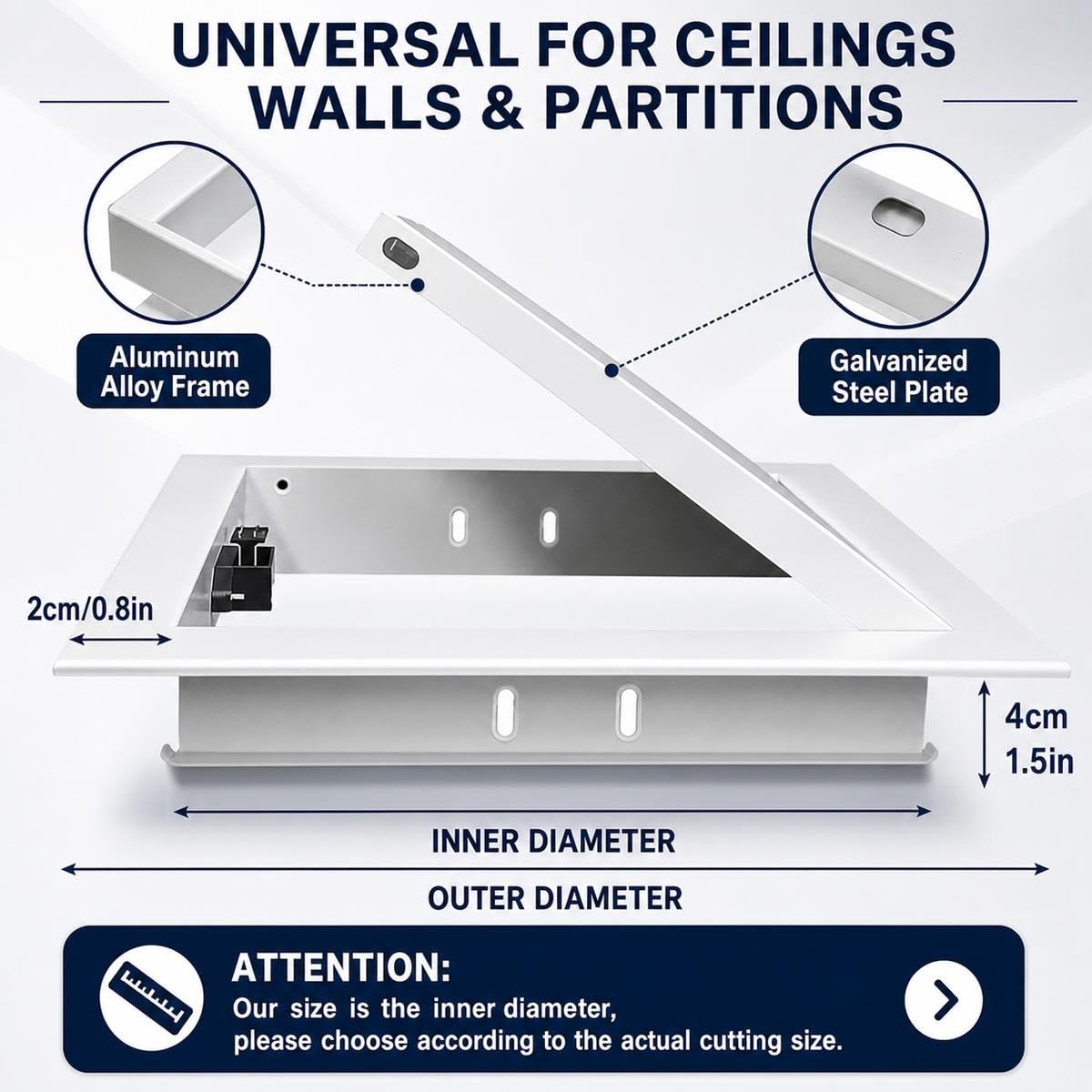 Sportello Ispezione Metallo Nascosto, Sportello Contatore Gas ed Elettrico per Parete e Soffitto - Pannello Accesso Tecnico per Contatore, Caldaia e Manutenzione(Bianco,330x350mm)