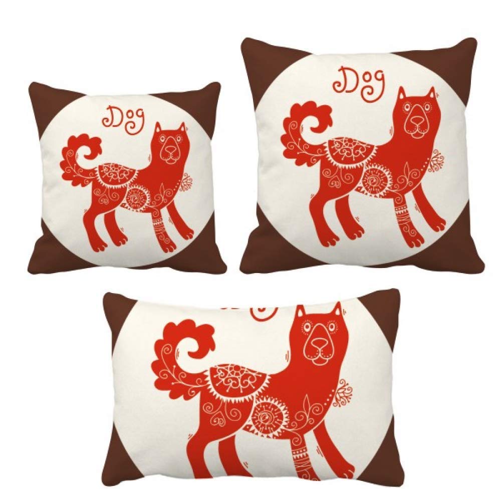 Coussin Chien Zodiaque Chinois rouge ensemble complet de décoration maison et sofa salon