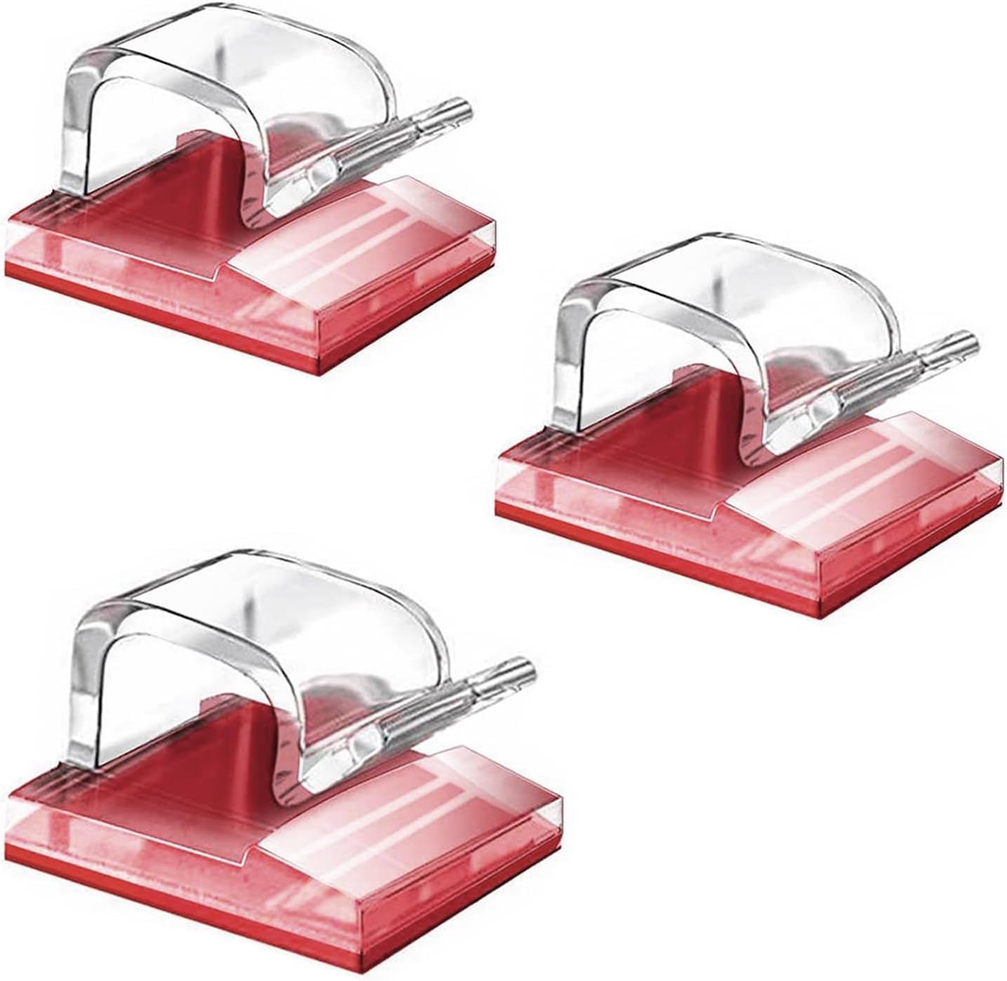 SOULWIT 50 Pcs Self Adhesive Cable Management Clips, Cable Organizers Sticky Wire Clips Cord Holder for TV PC Laptop Ethernet Cable Desktop Home Office (Elite Clear)