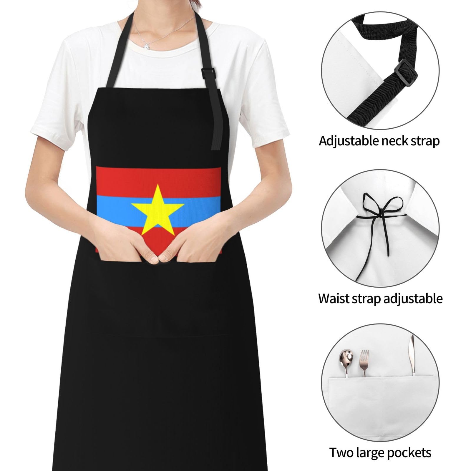 Tablier de travail imperméable avec poches, motif drapeau ANDPFV, idéal pour un anniversaire ou comme cadeau créatif