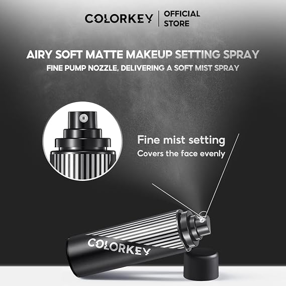 COLORKEY Airy Soft Matte Makeup Setting Spray, Lightweight, Matte Finish, Oil-Control, Long-Lasting, Waterproof, Refreshing, Hydrating (13.8 * 3.5 * 3.5)