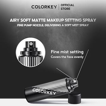 COLORKEY Airy Soft Matte Makeup Setting Spray, Lightweight, Matte Finish, Oil-Control, Long-Lasting, Waterproof, Refreshing, Hydrating (13.8 * 3.5 * 3.5)