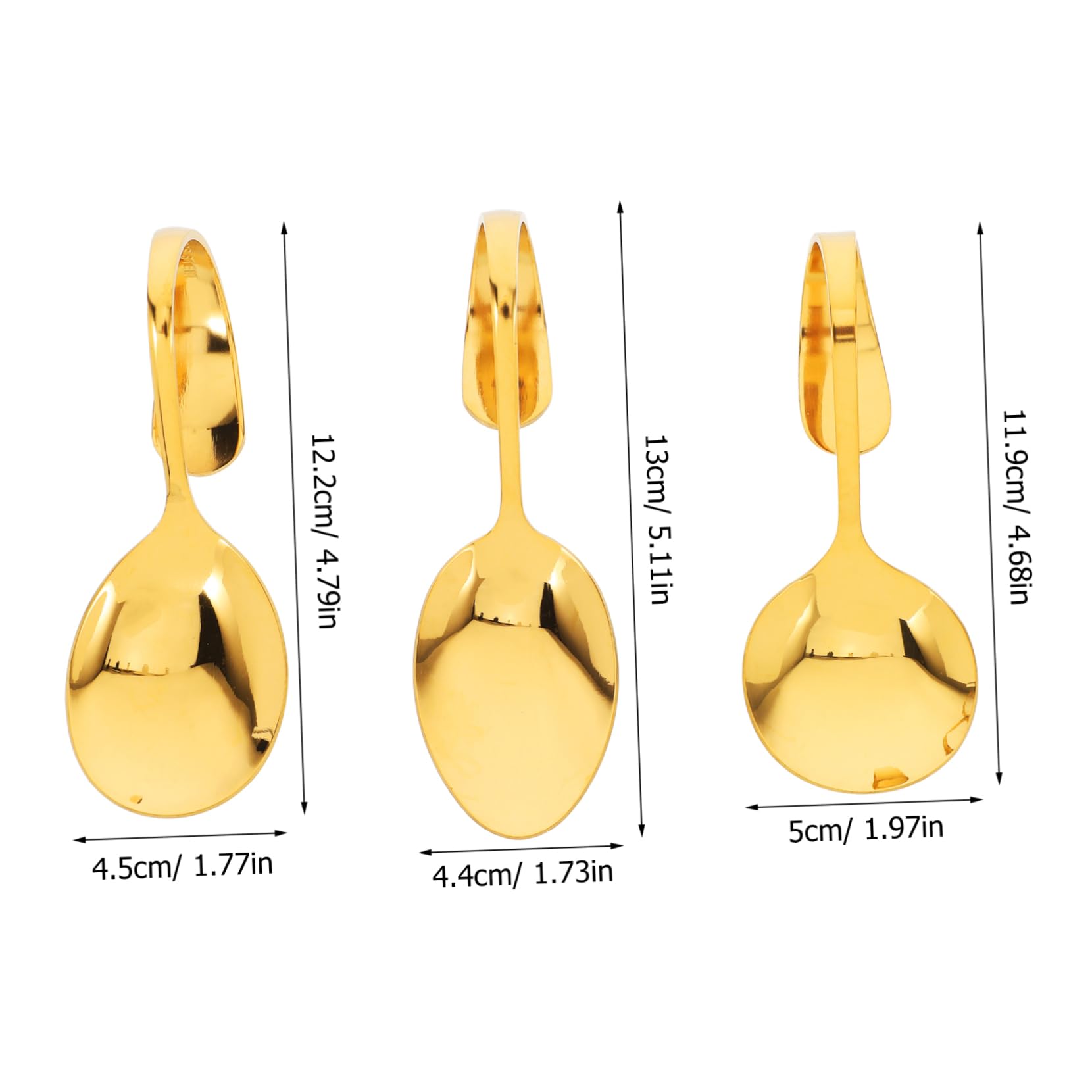 FUNOMOCYA Stainless Steel Serving Spoons Gold Finish Curved Handle for Buffet Parties