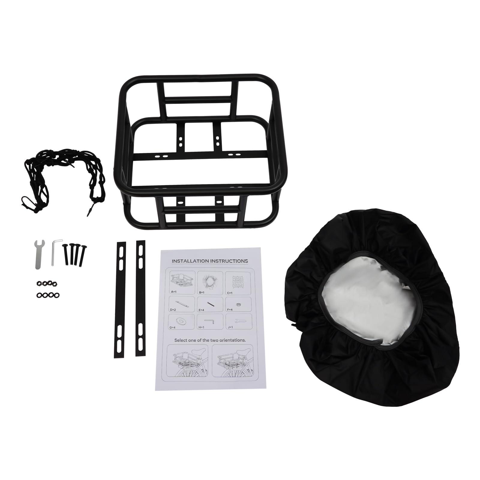 Panier de vélo arrière noir, capacité de charge jusqu'à 20 kg, en fer, porte-bagages avec filet pour vélo