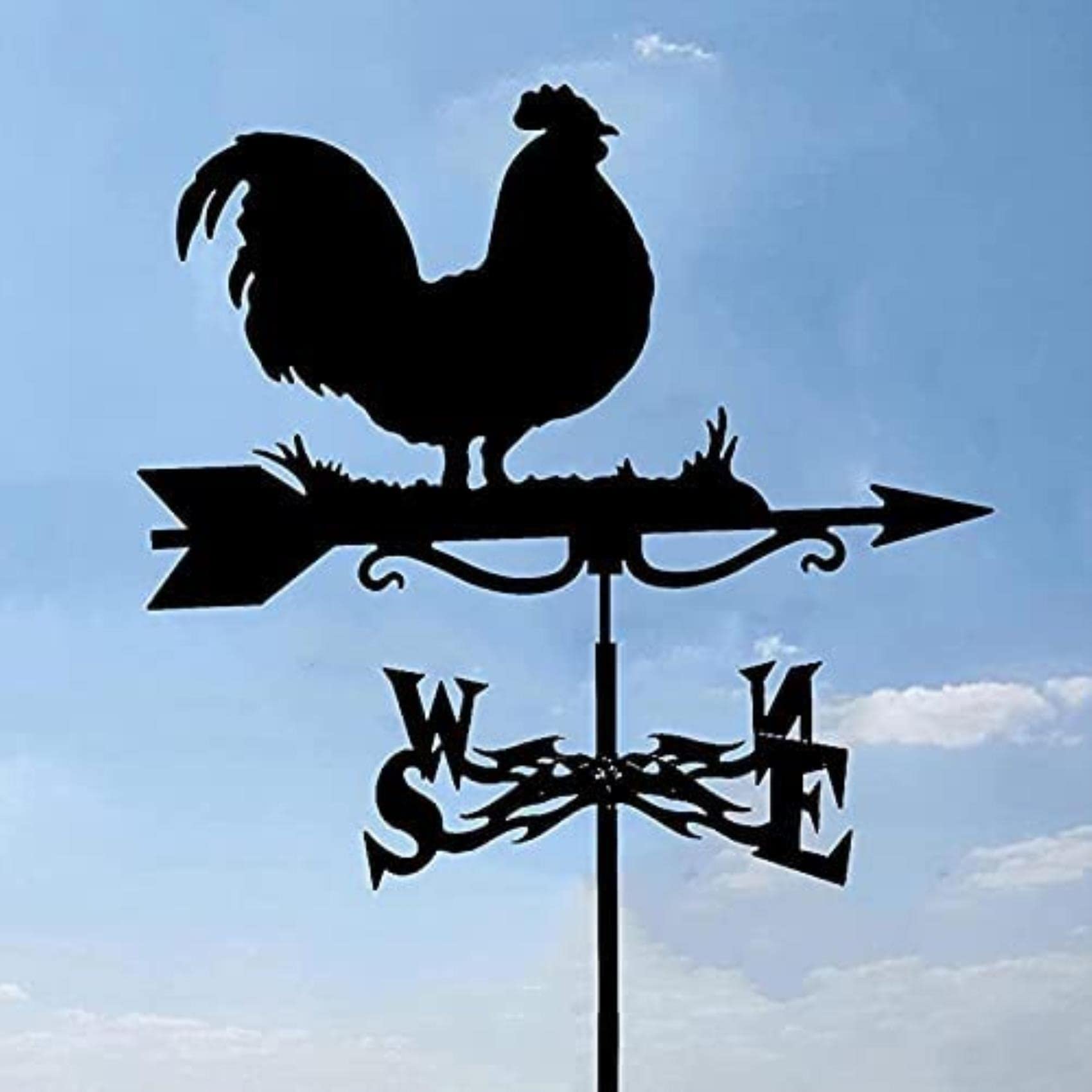 Stainless Steel Weathervane Weather Vane, Retro Durable Farm Scene Garden Stake, Decorative Wind Direction Indicator for Garden Patio Yard Ornament (Color : Rooster)
