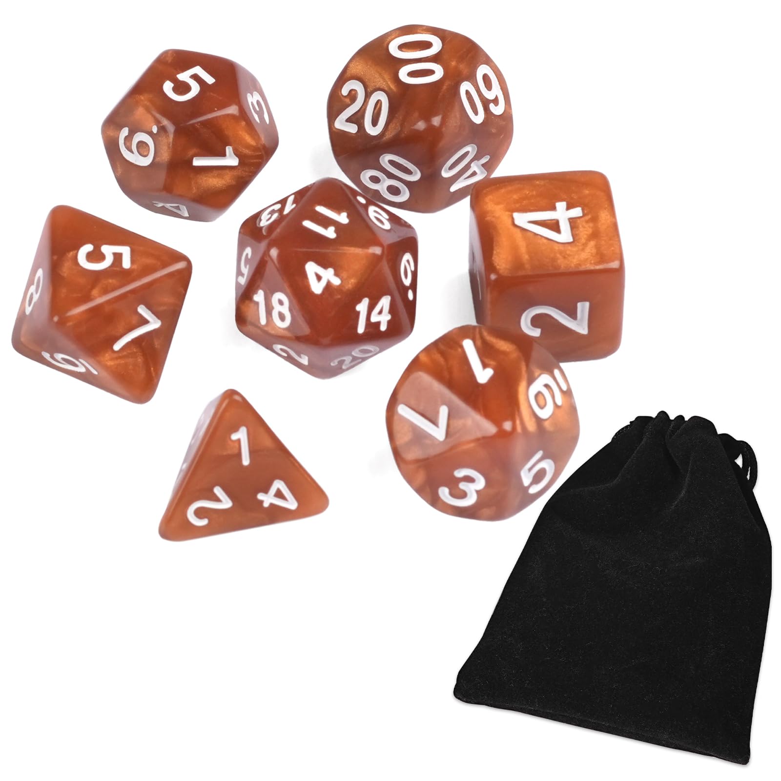HKDZ Handmade Polyhedral Dice, Dungeons and Dragons Dice 7 Set Polyhedral DND for MTG RPG Game Gold Copper - Image 4