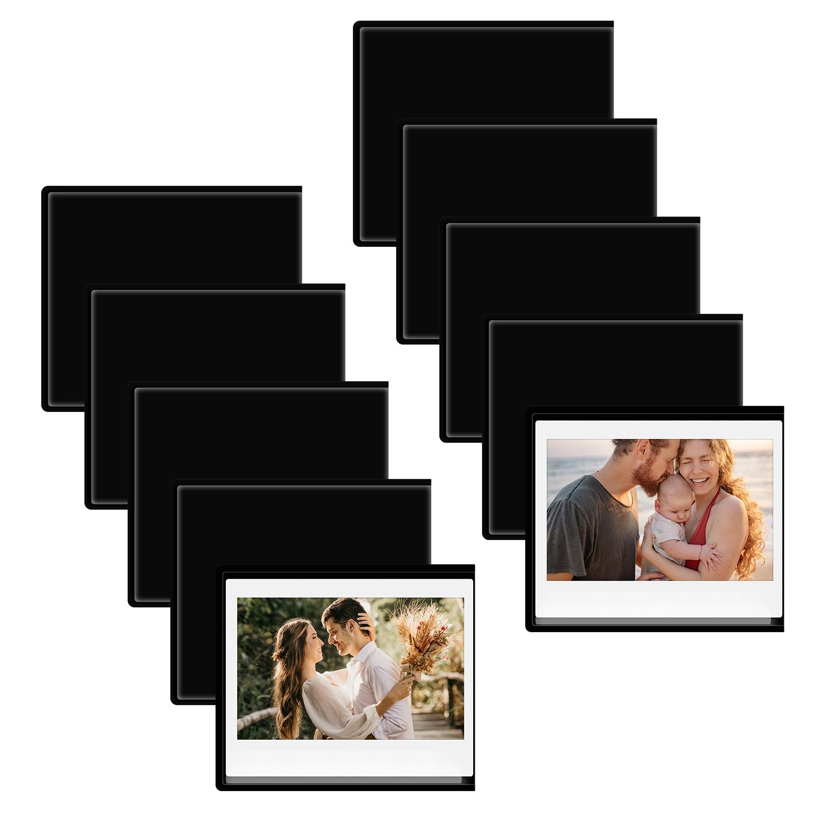 HIYQIN 10 Pack Magnetic Frames for Instax Wide Film, for Polaroid Now/600/OneStep+ Picture Frame, 3.5x4.25โ Photo Fridge Display Fits for Instax Wide 400/300/210/Wide EVO - Black