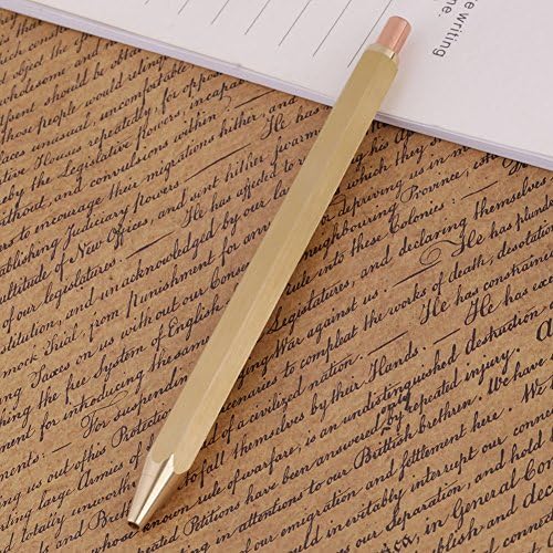 Brass Ballpoint Pen Pocket Pen Signature Pen Polished Brass Bolt-action Pen for Gift School Office Business for Family, Friend, with 0.5MM Replaceable Refill