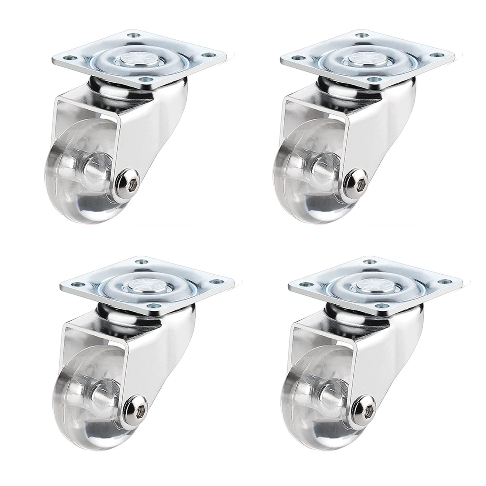 Roulettes pivotantes transparentes lot de 4 pour meubles bas