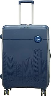 Skybags Cityscape 67Cms Polypropylene Hardsided Medium Size 8 Wheels Double Spinner Anti Theft Zipper Blue Suitcase