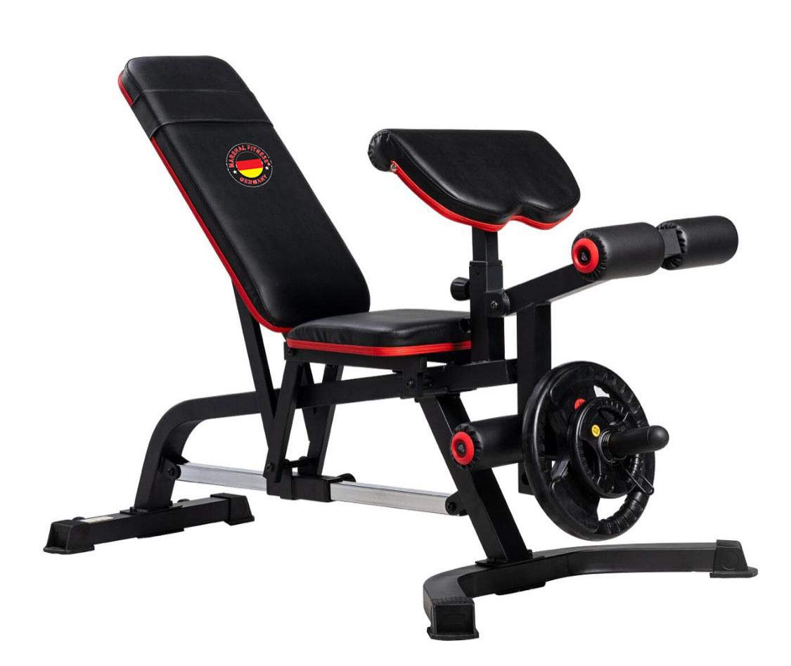 Marshal Fitness Heavy Duty Power Bench Exercise Bench Adjustable Weight Bench With Preacher Curl And Leg Developer For Full Body Work Out-Mf-2800