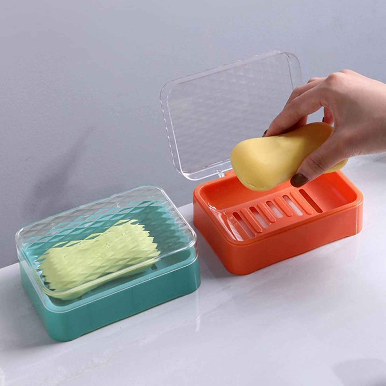 JINGYAN Mydelniczki Soap Box Case Dishes Waterproof Leakproof Cover Bathroom Accessories Toilet Laundry(Orange)
