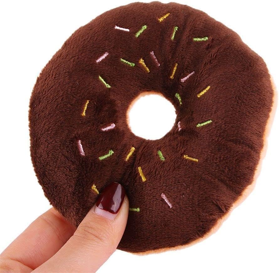 Clockjuan 1 x blaues Plüsch-Spielzeug in Donut-Form, quietschendes Spielzeug für Haustiere, Kauspielzeug, Blaubeere, quietschendes Plüsch-Hundespielzeug, Kauschutz-Technologie