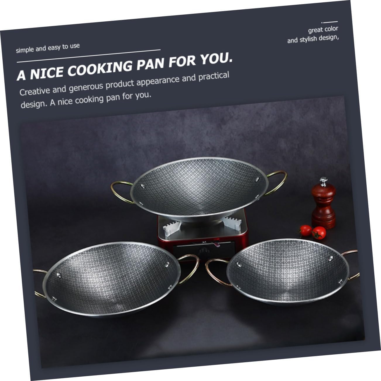 Paella Pan Nonstick Pot Stainless Steel Cooker Pot Divider inside for Daily Use