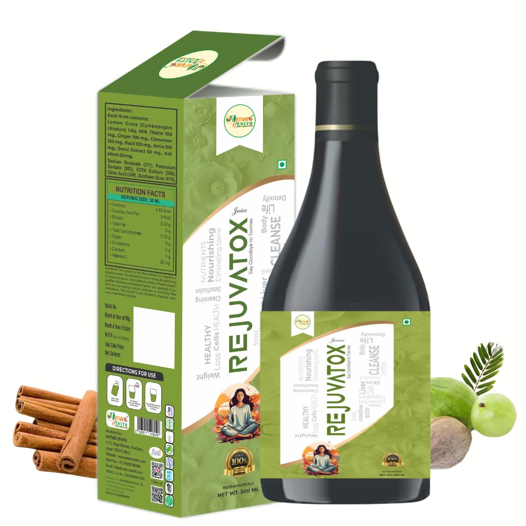 REJUVATOX Juice – Herbal Detox & Cleansing Drink with Lemon Grass, Amla, Ginger, Basil, Cinnamon & Mint | Supports Body Detox, Digestion & Wellness | Nutraceutical Drink | (pack of 2)-image-6