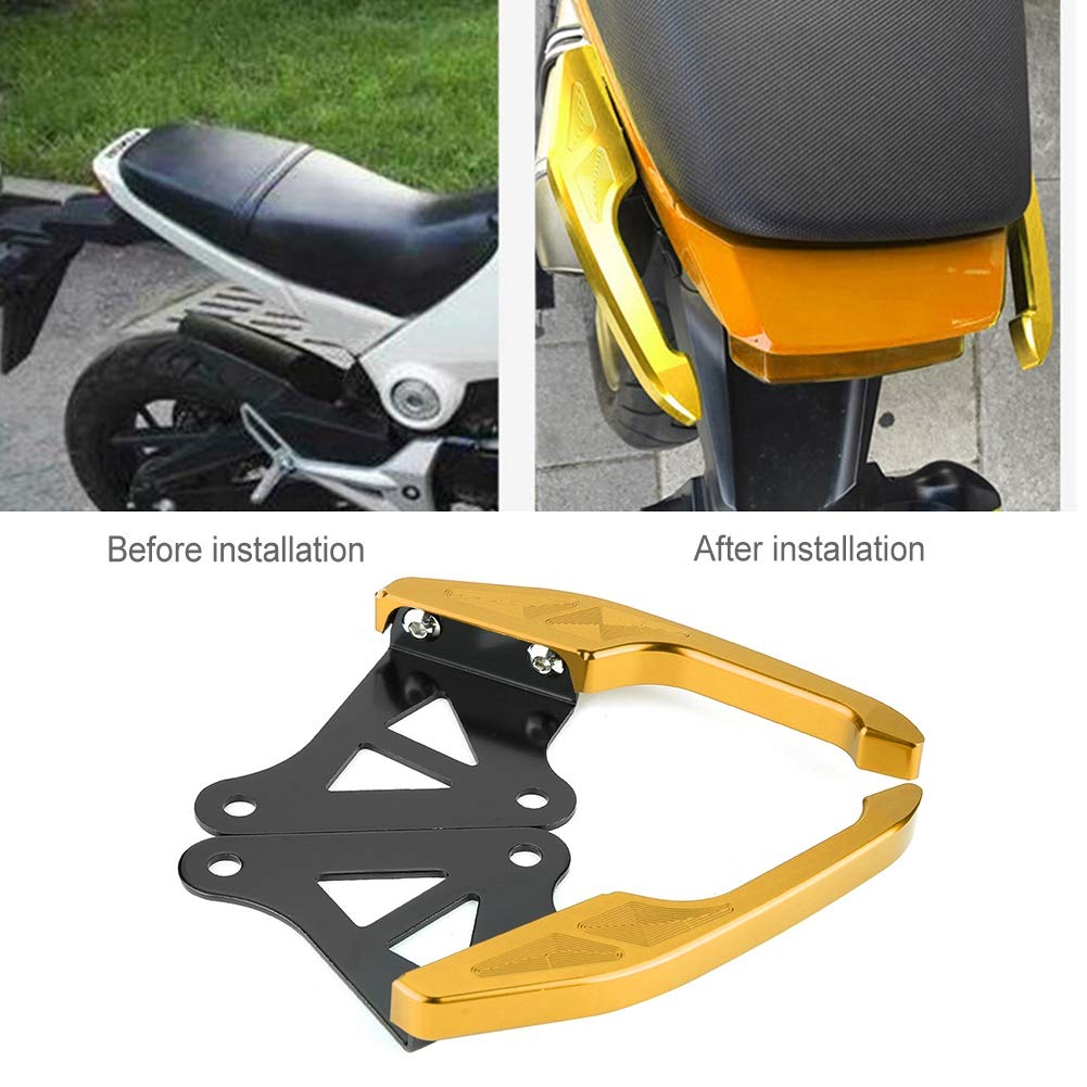 Barra di presa universale in alluminio per passeggero sul sellino posteriore della moto, kit di maniglie per la barra del sedile posteriore con finitura anodizzata per installazion (Oro)