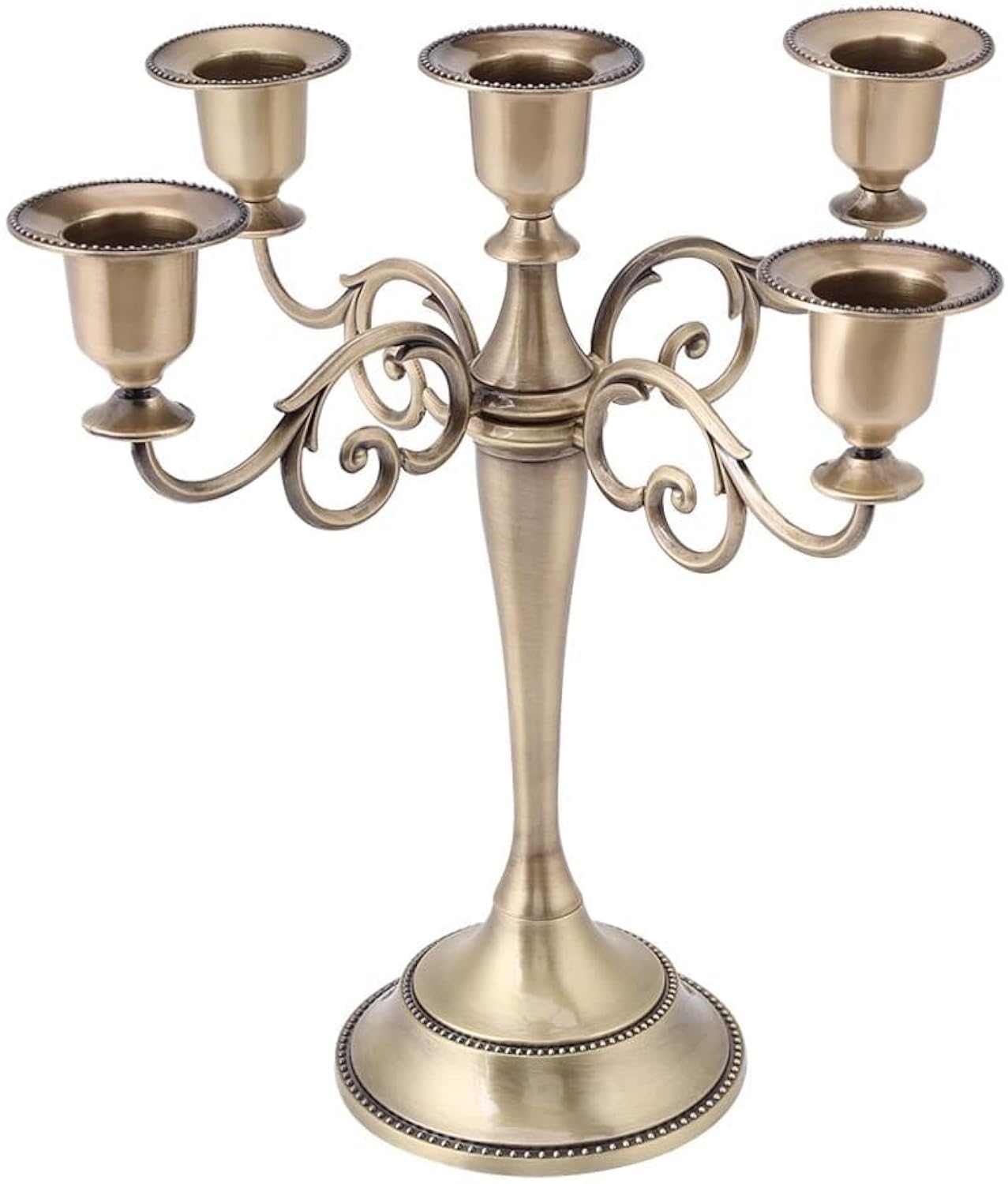 Moumouten Bronze Metal Candle Holder, Alloy 5 Arms Candelabra European Style Candlestick, Candelabra Stand For Wedding Party Home Decoration (Bronze)