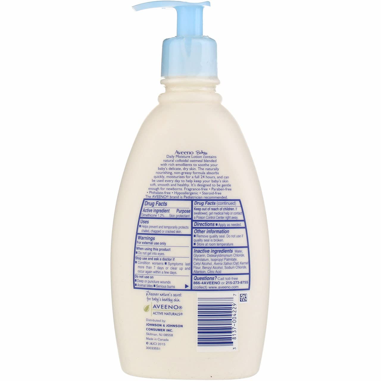 AVEENO Baby Daily Moisture Lotion Fragrance Free 12 oz (Pack of 11)