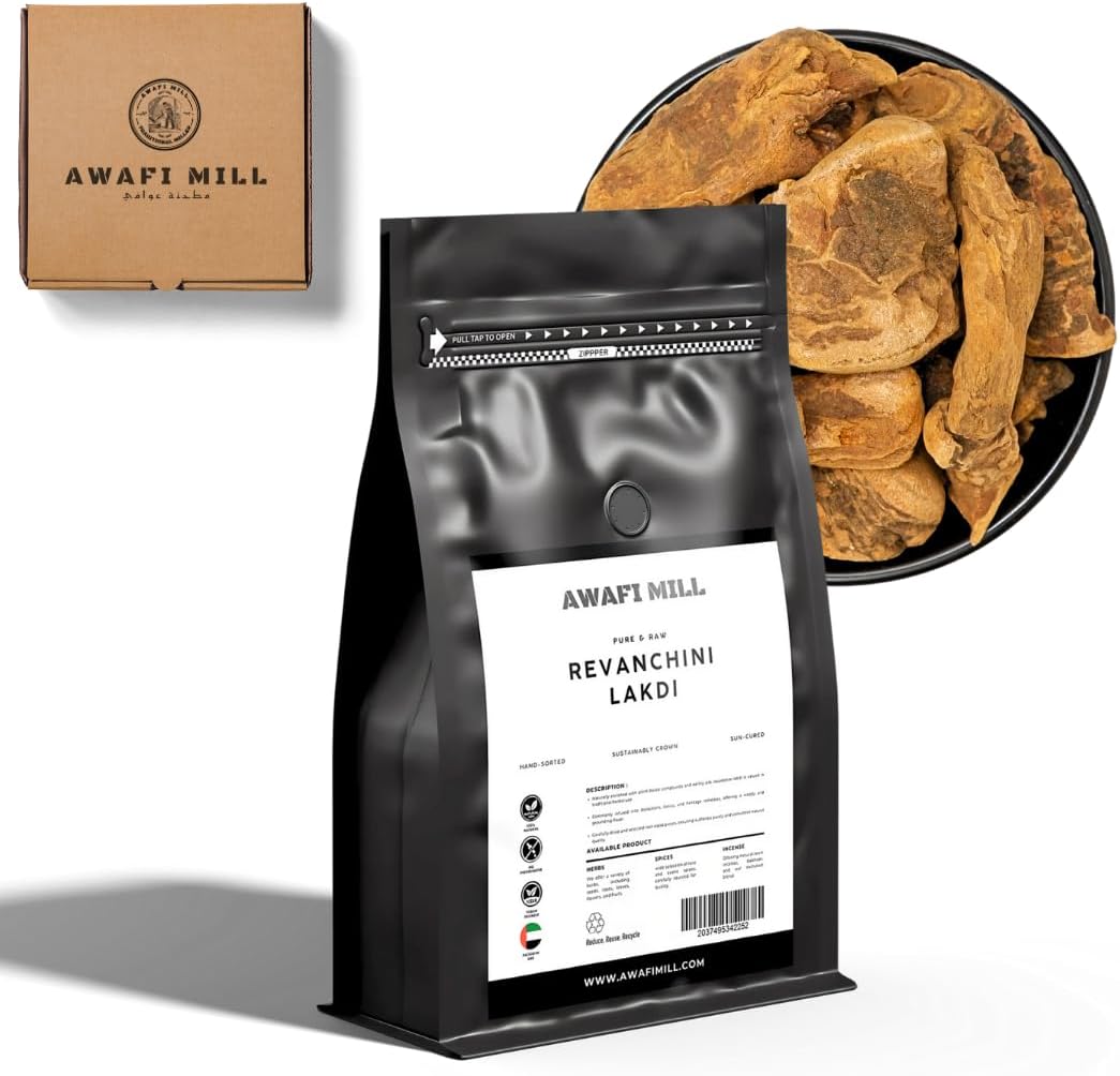 Awafi Mill Revanchini Lakdi - 100% Natural Rhubarb Roots - Revan Chini Roots | Revand Khatai Jadd | रेवन चिनि जड़ें - Rewand Khatai - Rheum Emodi 500 gram