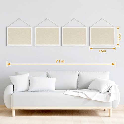 Miniatura 3 de DOLLAR BOSS Tableros de anuncios con lino, 1 paquete de 12 x 16 pulgadas, tablero de corcho para paredes, tablero de exhibición enmarcado de madera,