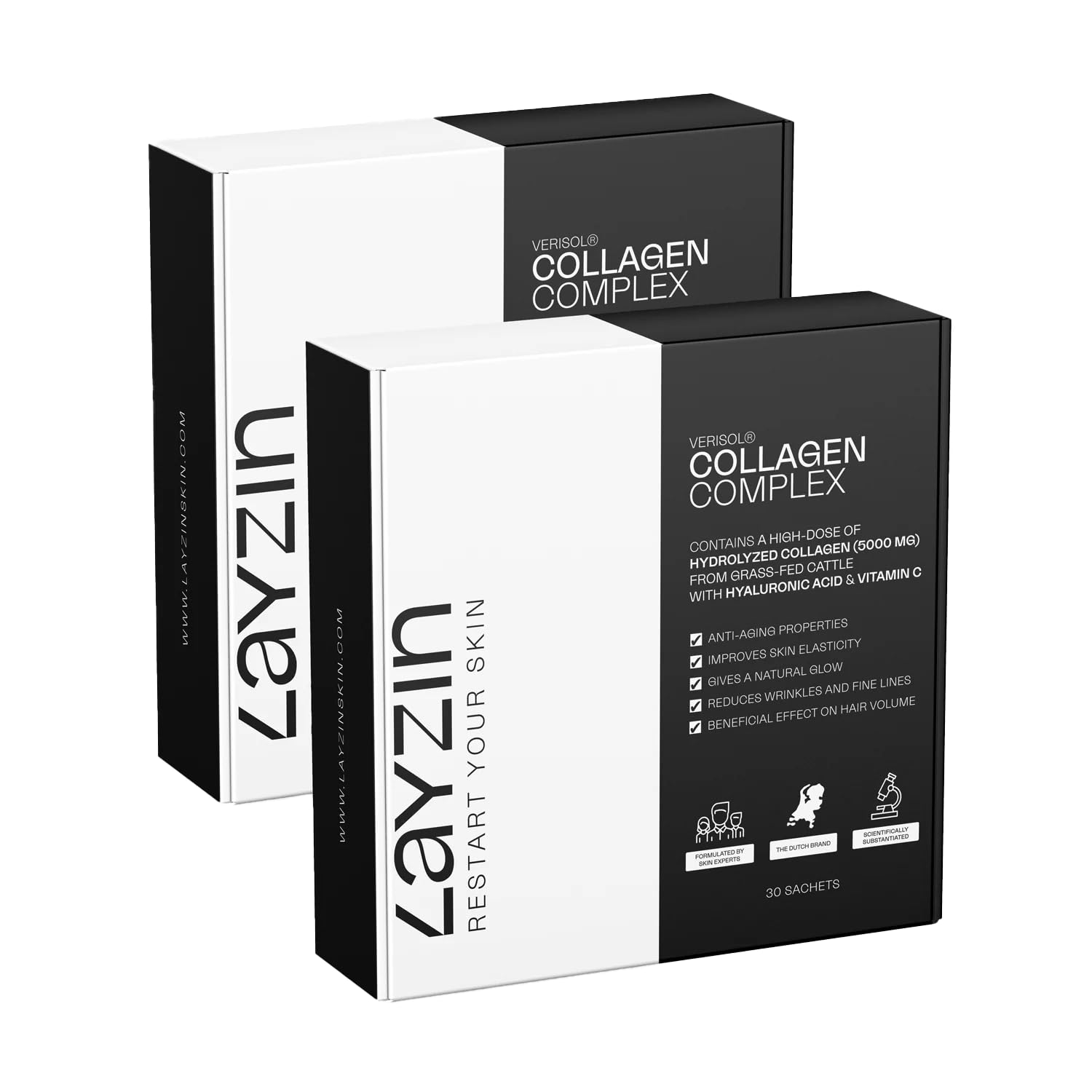 Polvere di Collagene per Donne con Collagene Verisol®, Acido Ialuronico & Vitamina C – Formula Bellezza Anti-Aging per il Ringiovanimento della Pelle e per Capelli & Unghie – 60 Bustine, Unisex