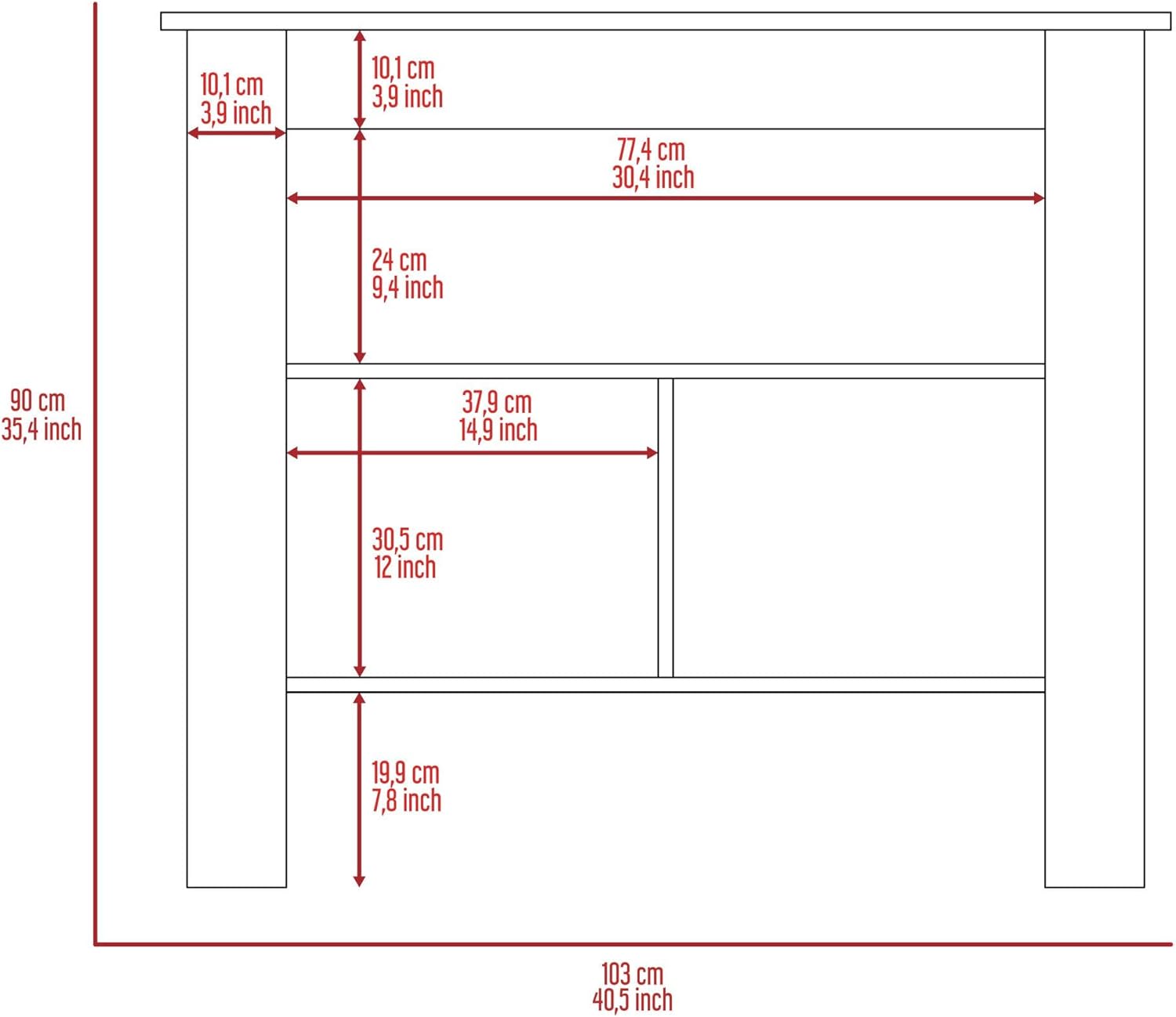 Kitchen Table with 3 Uncovered Shelves,for Living Room,Dining Room,Bedroom(27.50"×40.50"×35.40"). (Brown and Onix)
