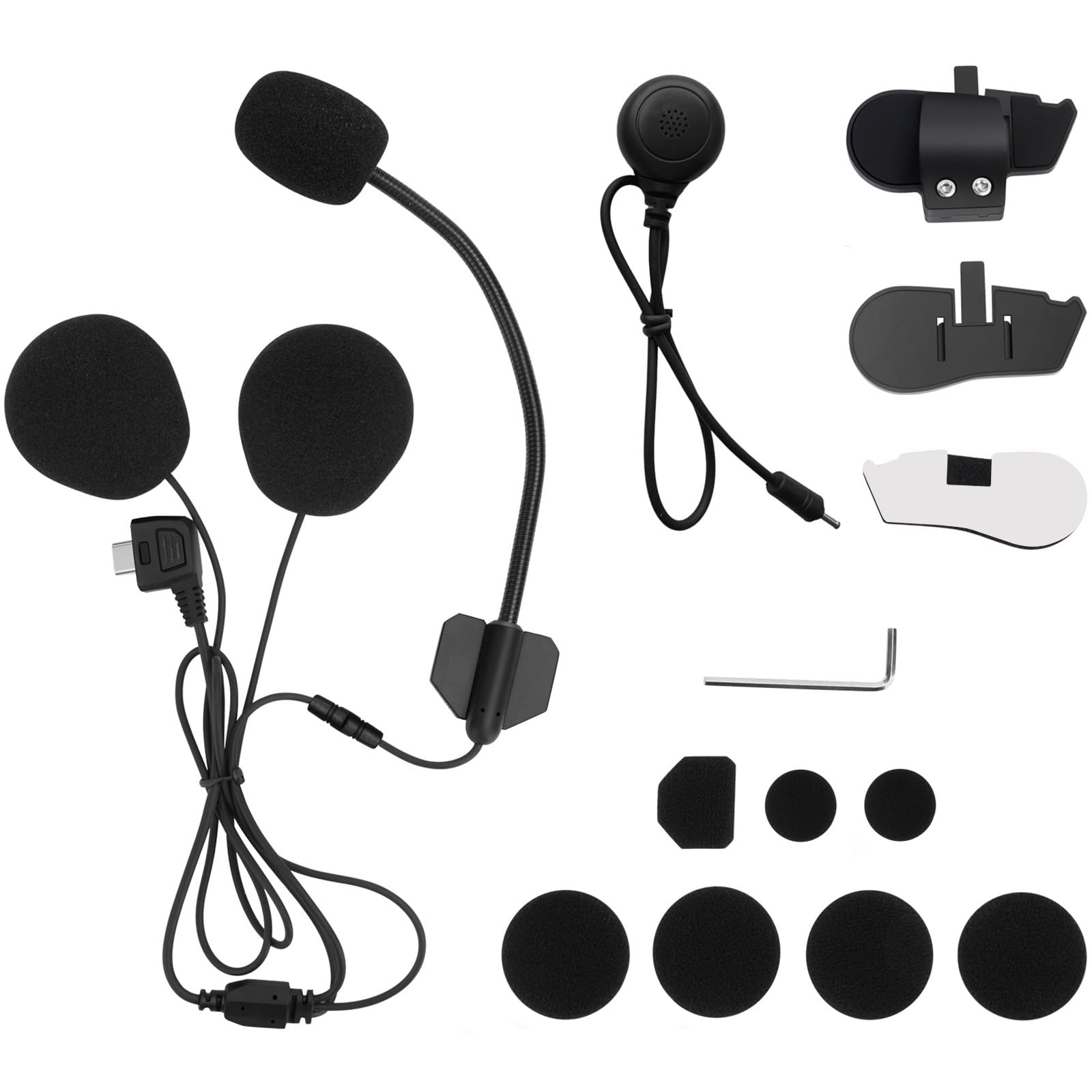 Kit Microfono e Altoparlanti per Casco da Moto con Accessori di Montaggio B2X Interfono Moto – Include Microfono Morbido e Rigido