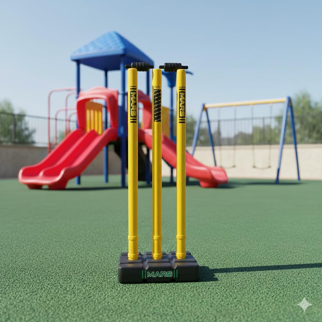 Mars Yellow PVC Cricket Wickets, Durable Plastic with Weighted Base, Perfect for Outdoor Cricket-image-16