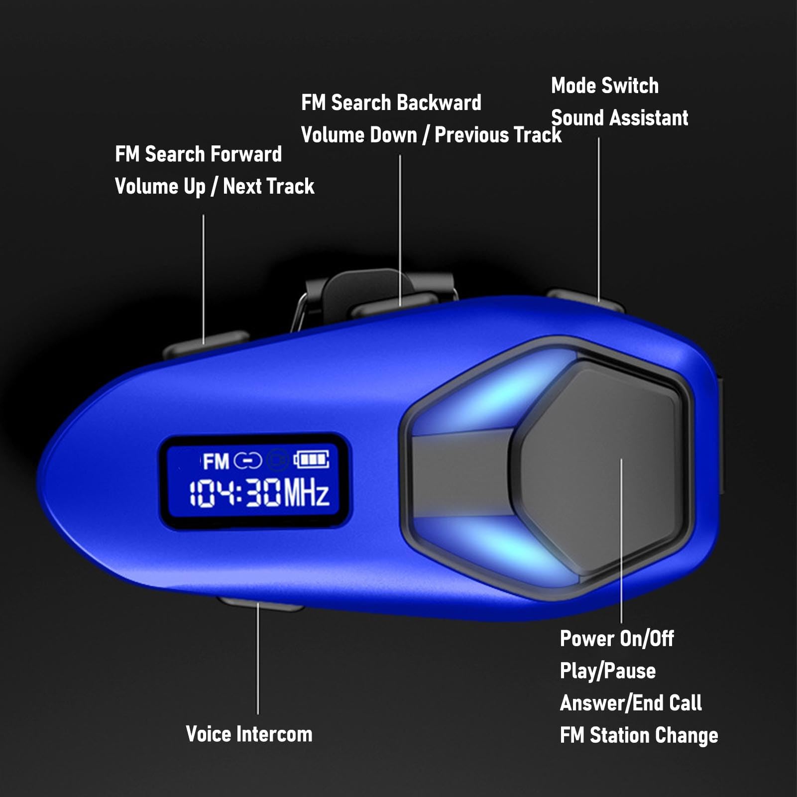 Jectse Cuffie BT per Casco Moto, Interfono per Casco Bidirezionale per 2 Ciclisti, Doppio Interfono e Condivisione di Musica, Lega di Zinco Premium, Tenuta Stagna IP65, per Moto, Sci,