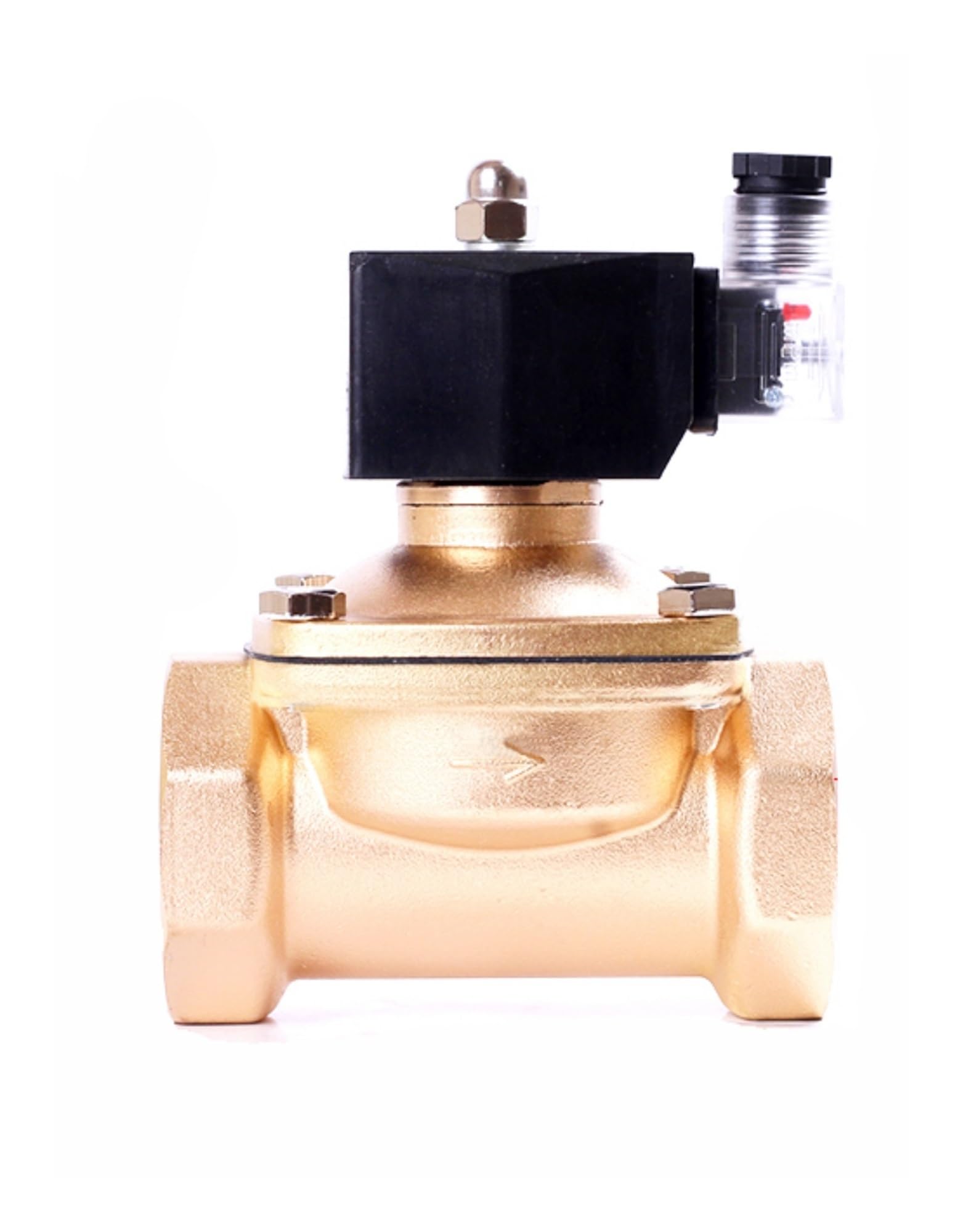 IPNDKBFL 3/8 inch Brass Normally Closed Solenoid Valve 220V 12V 24V Direct Acting with LED Light(Npt,DC24)